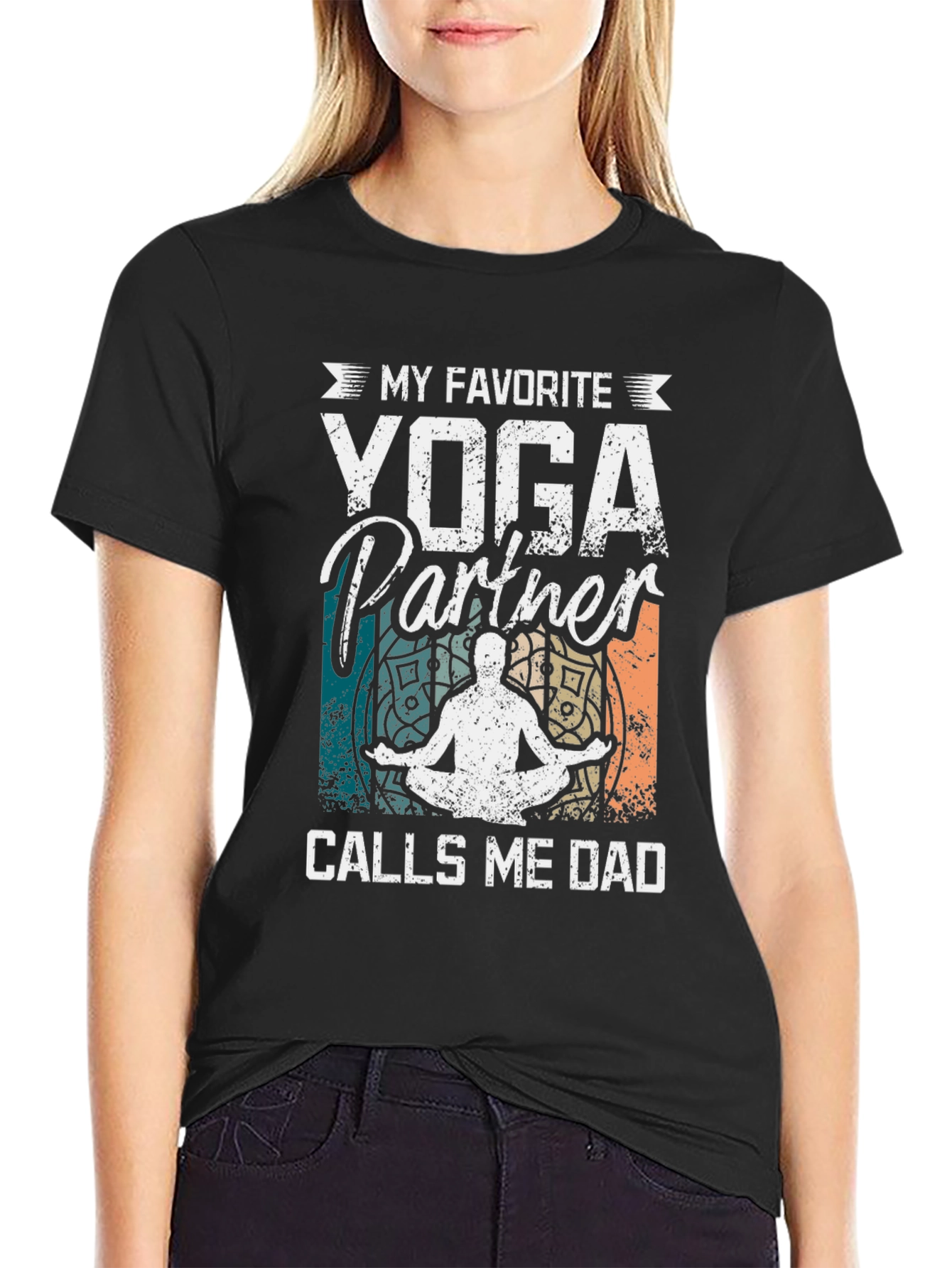 Black Yoga Partner Dad T-Shirt view 2