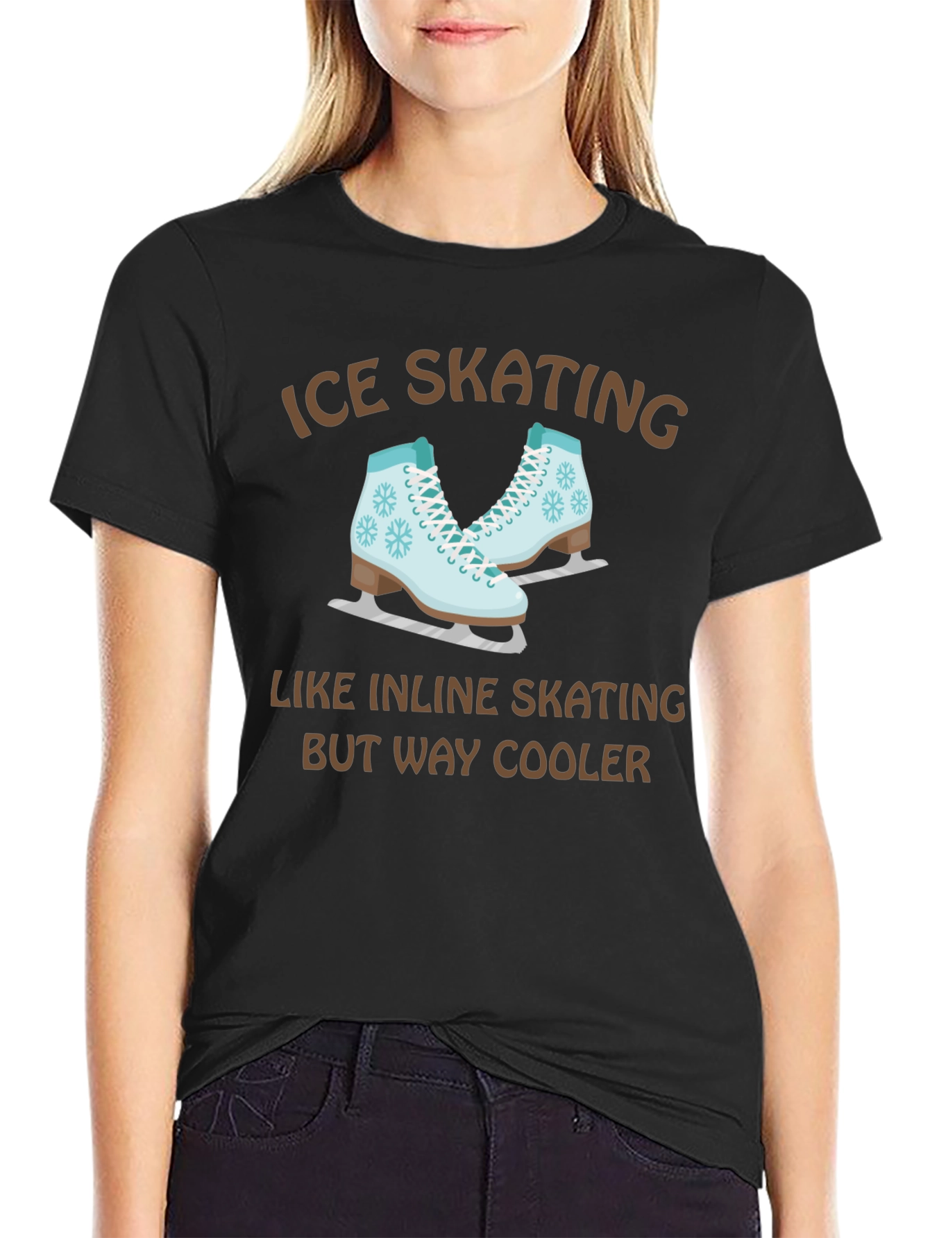 Black Ice Skating T-Shirt - Cooler Than Inline Skating! view 2