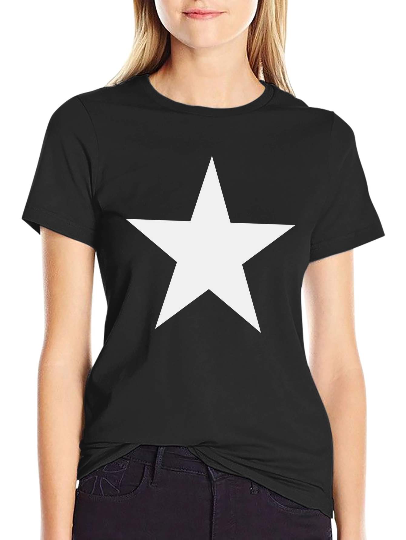 Black Bold Star Graphic Black T-Shirt view 2