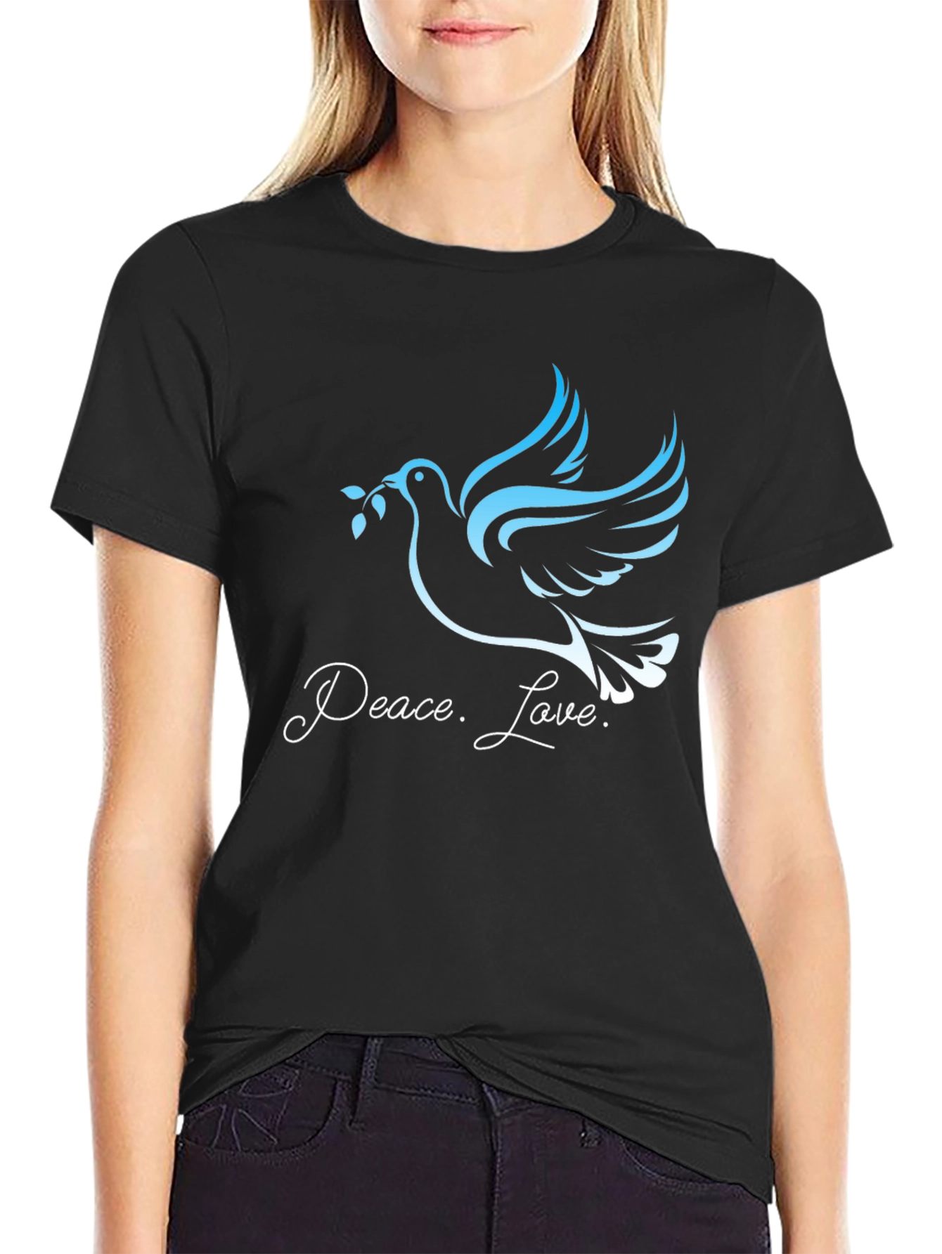 Black Peace and Love Dove Graphic Tee - Black view 2