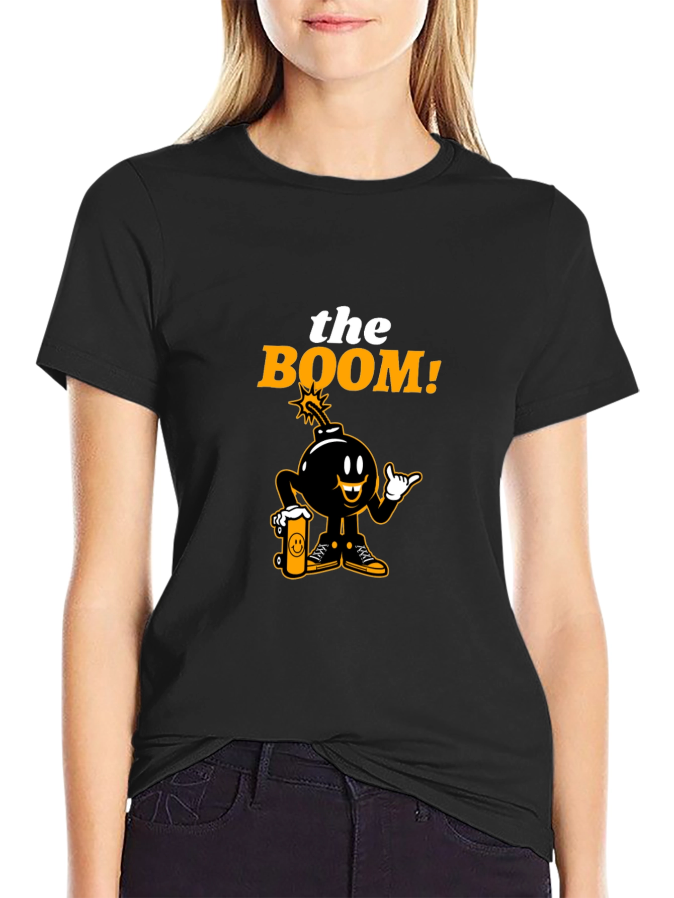 Black The Boom! Graphic Print Black T-Shirt view 2