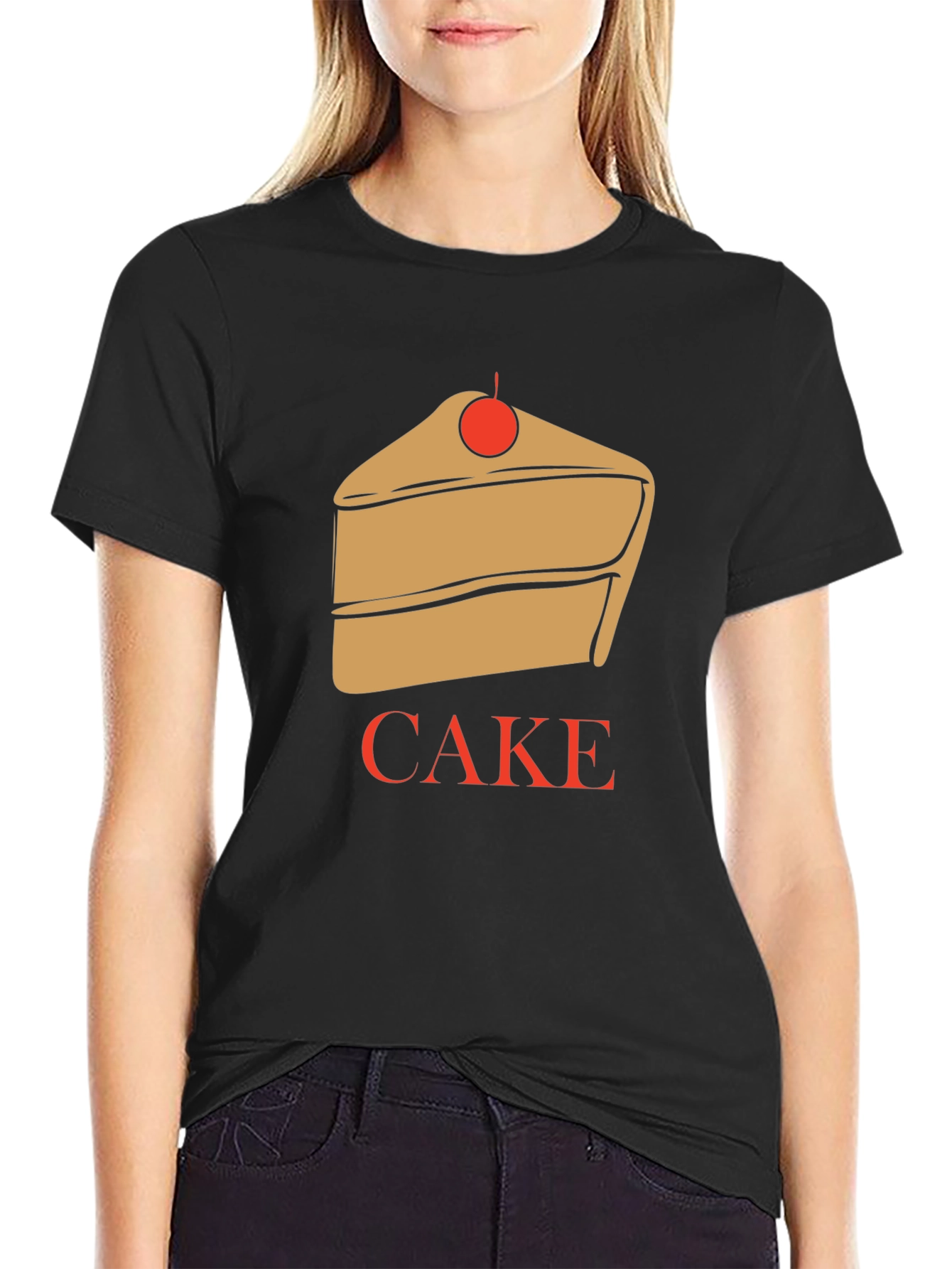 Black Cake Graphic T-Shirt - Unique Dessert Lover Tee view 2