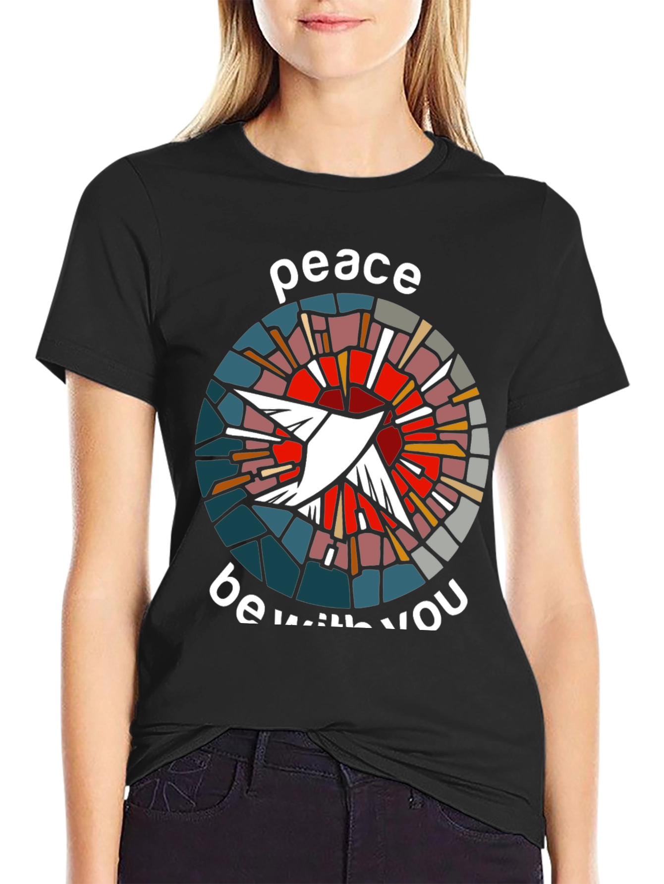 Black Peace Be With You Dove Graphic T-Shirt view 2
