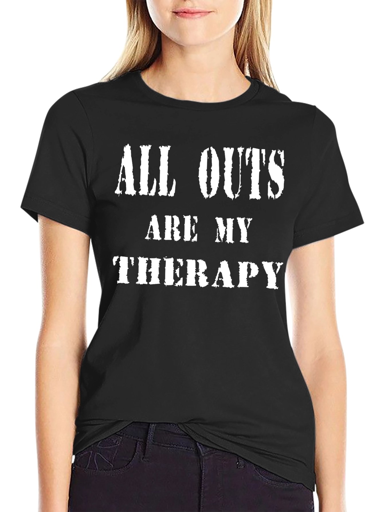 Black All Outs Are My Therapy Men's Black T-Shirt view 2