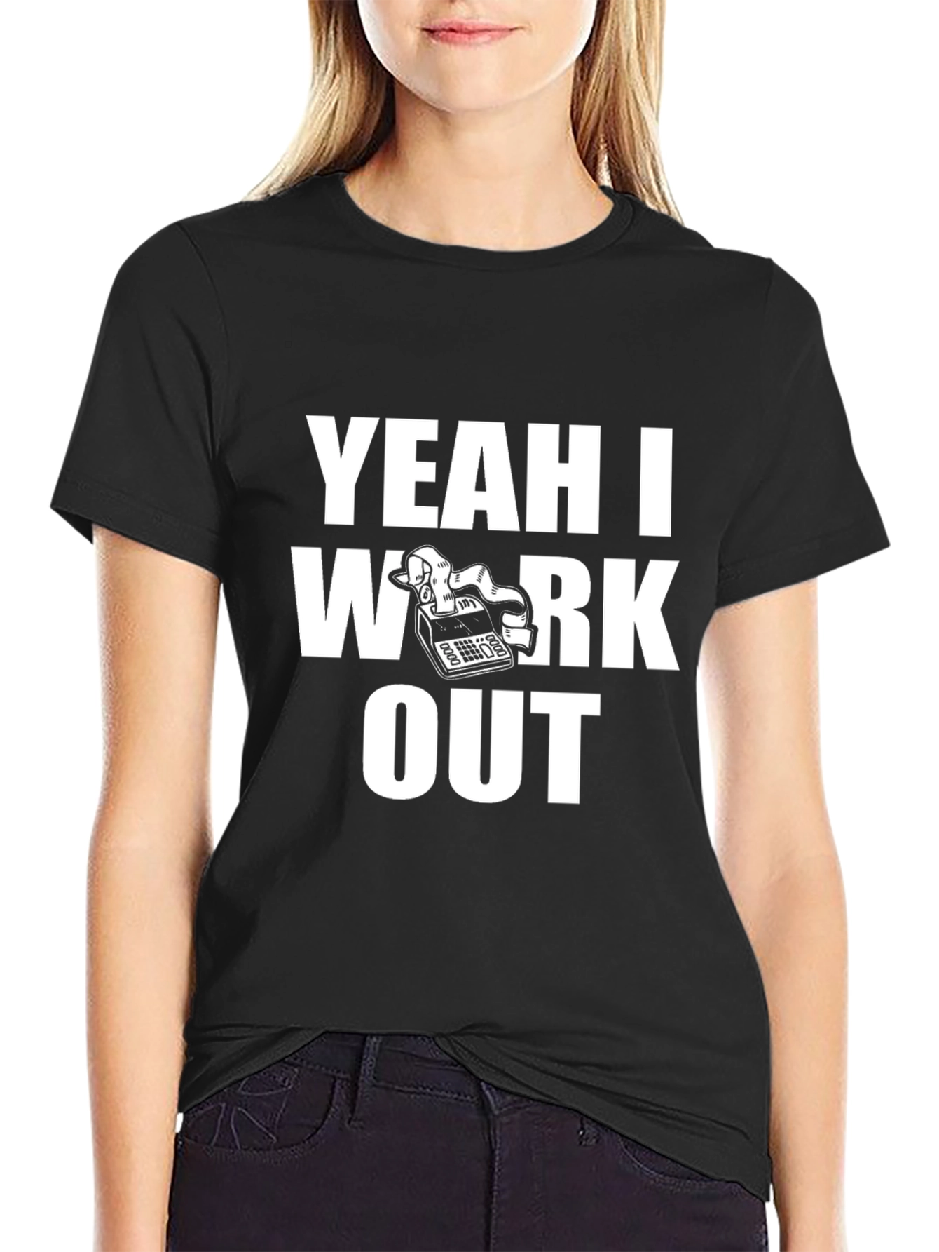 Black Yeah I Work Out Funny T-Shirt view 2