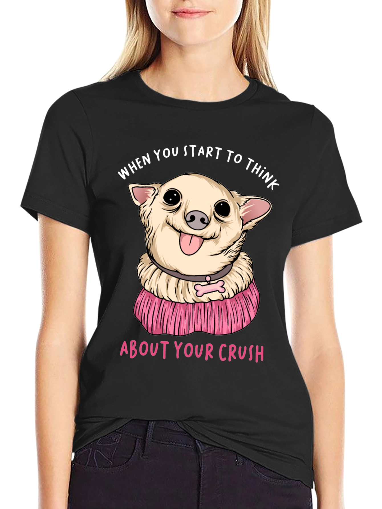 Black Chihuahua Crush T-Shirt:  When You Start To Think view 2