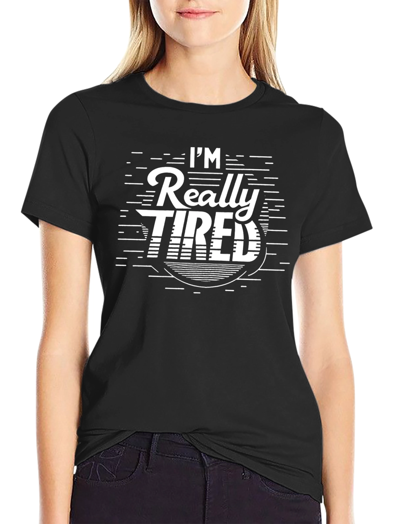 Black I'm Really Tired Graphic T-Shirt - Black view 2
