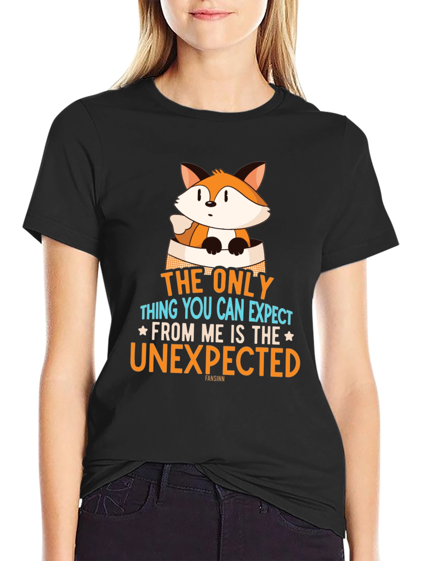 Black Unexpected Fox Graphic Tee - Men's Black T-Shirt view 2