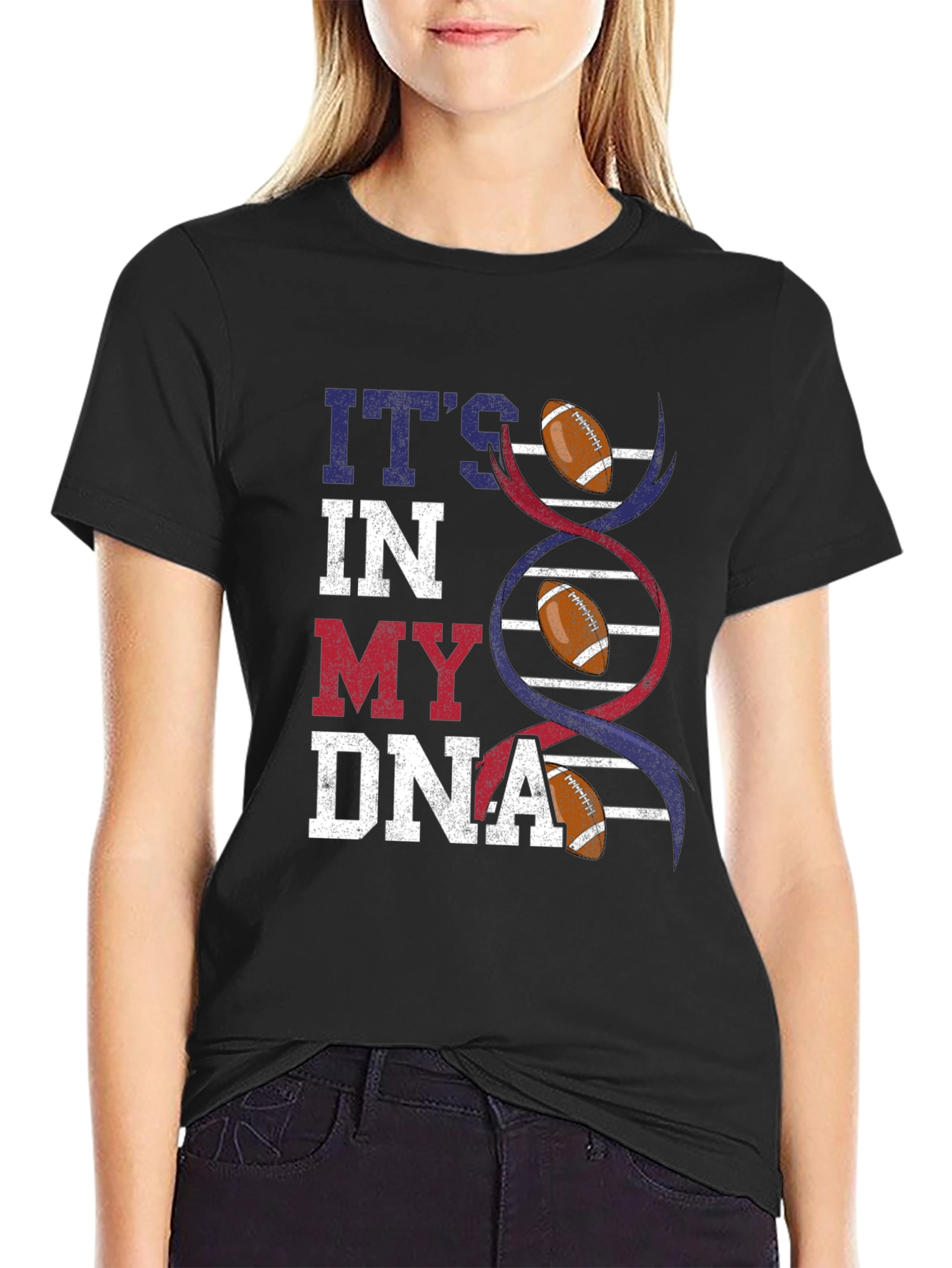 Black Football DNA Graphic T-Shirt view 2