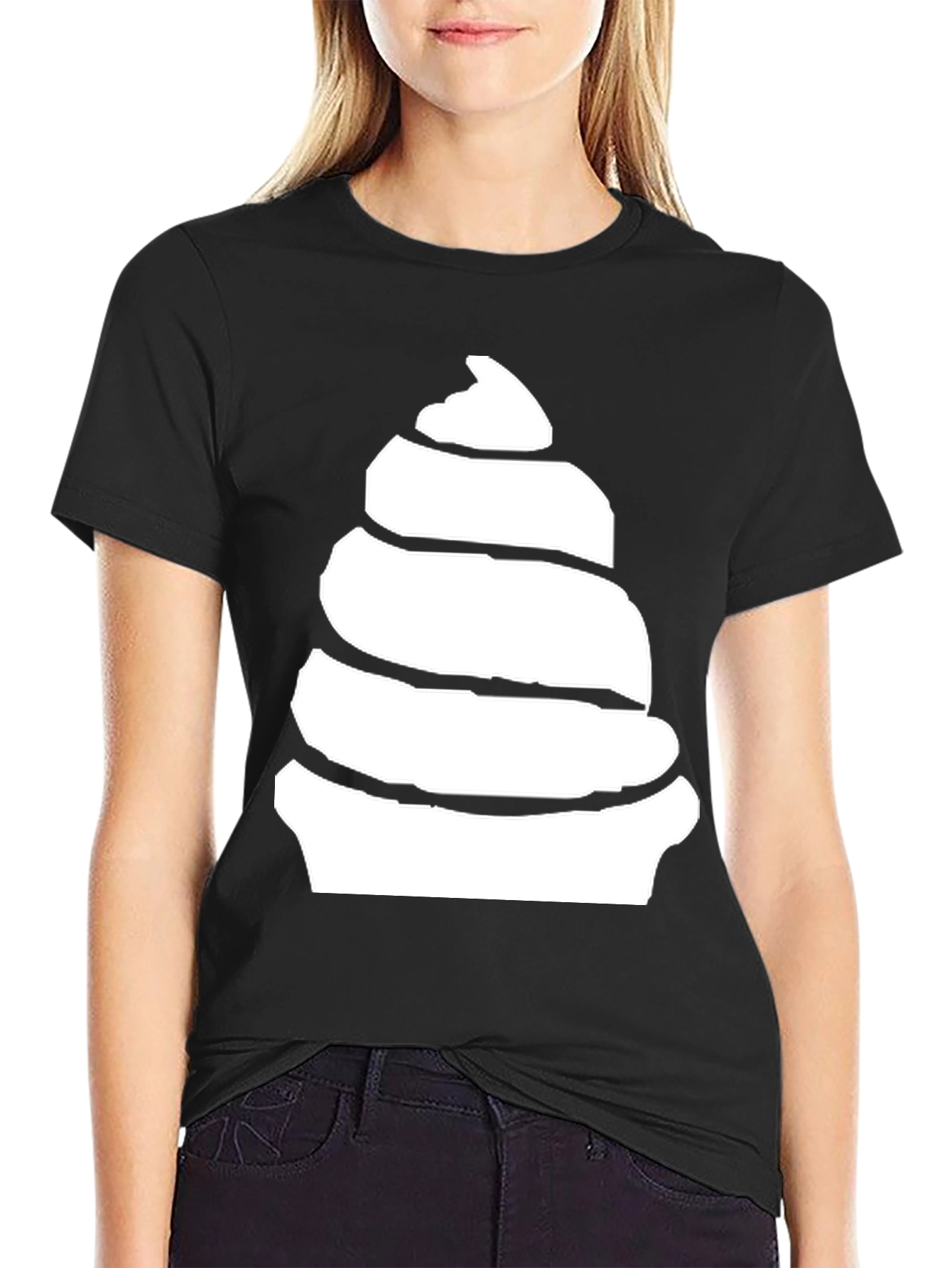 Black Swirl Ice Cream Graphic Tee - Soft Cotton Blend view 2