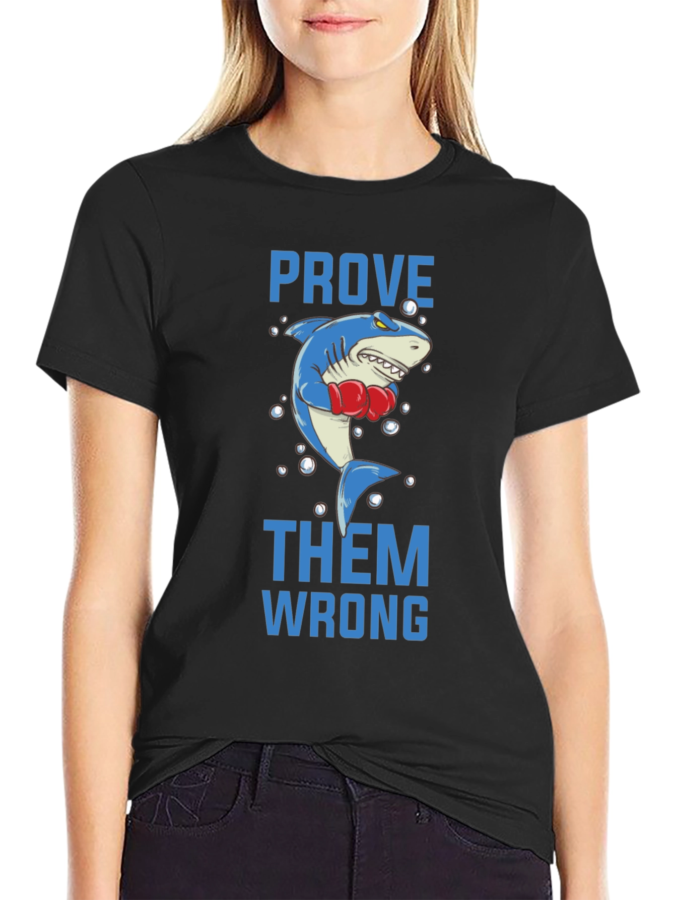 Black Prove Them Wrong Boxing Shark Graphic Tee view 2