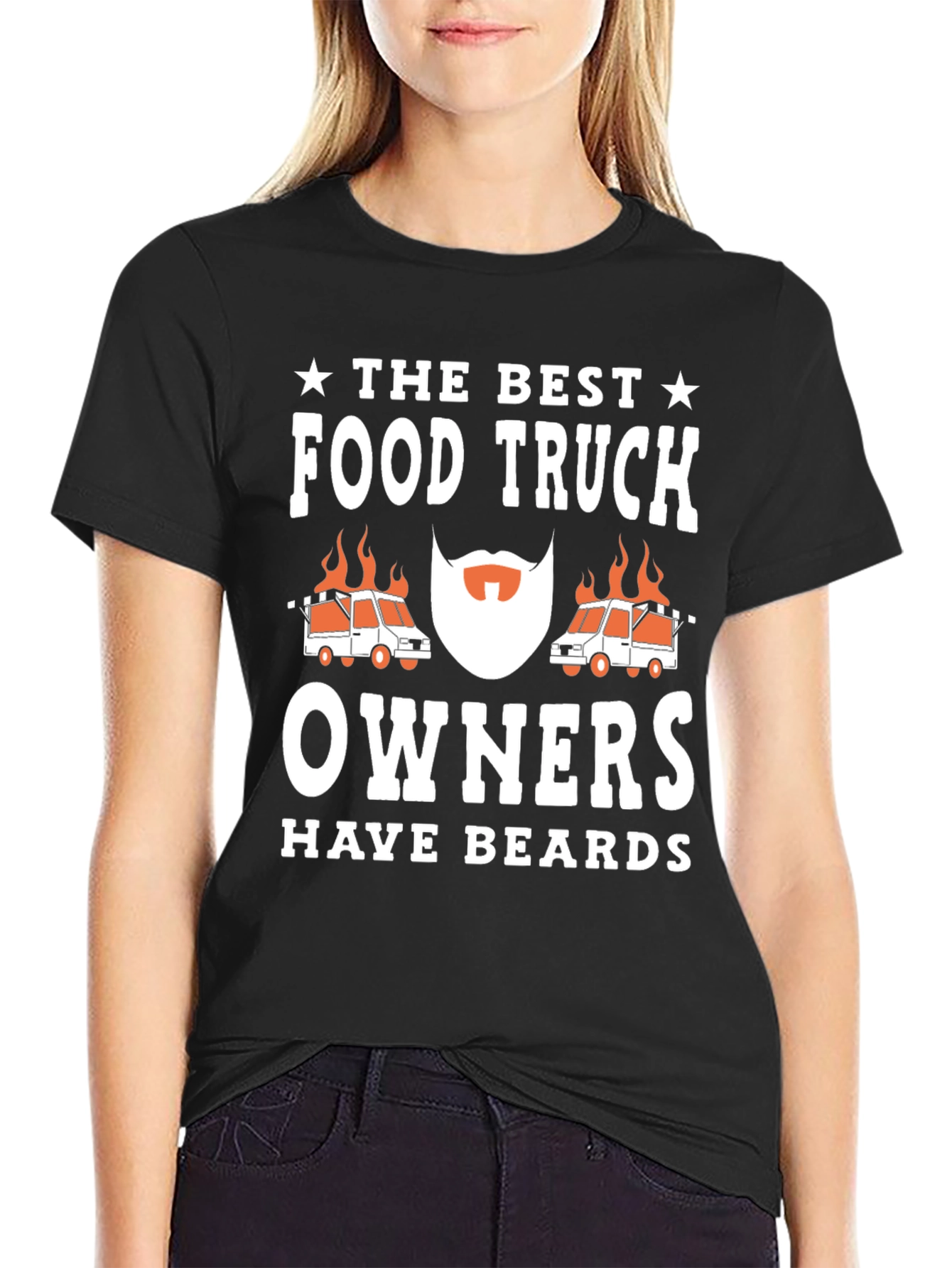 Black Food Truck Owner Beard Graphic T-Shirt view 2
