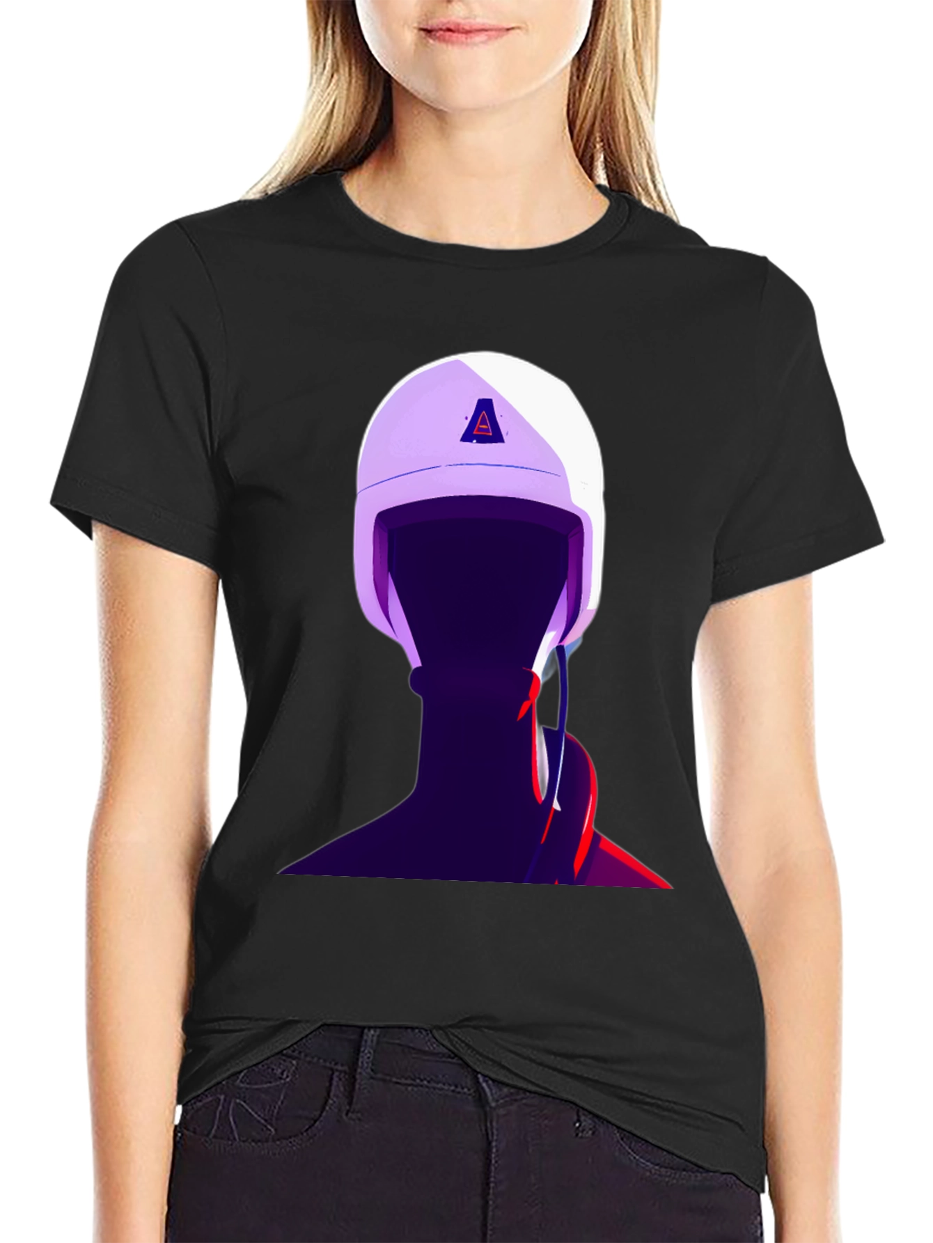 Black Abstract Helmet Graphic Tee - Stylish Menswear view 2