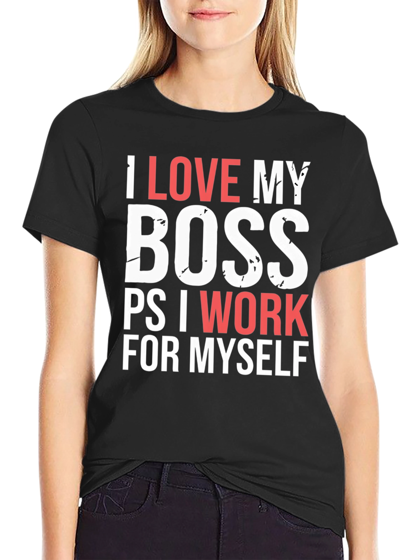 Black Funny I Love My Boss T-Shirt view 2