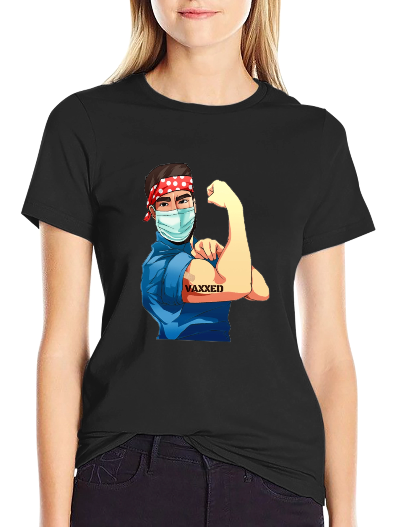 Black Vaxxed Rosie the Riveter T-Shirt view 2