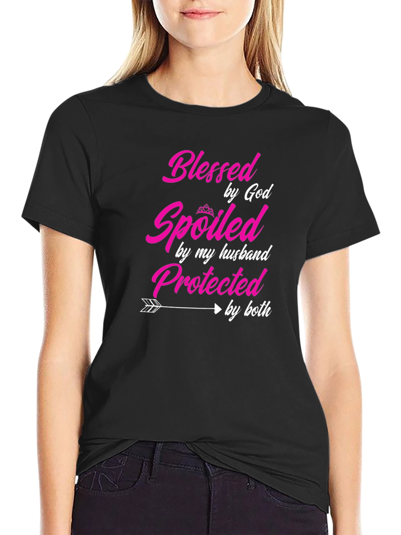 Black Blessed Spoiled Protected T-Shirt view 2