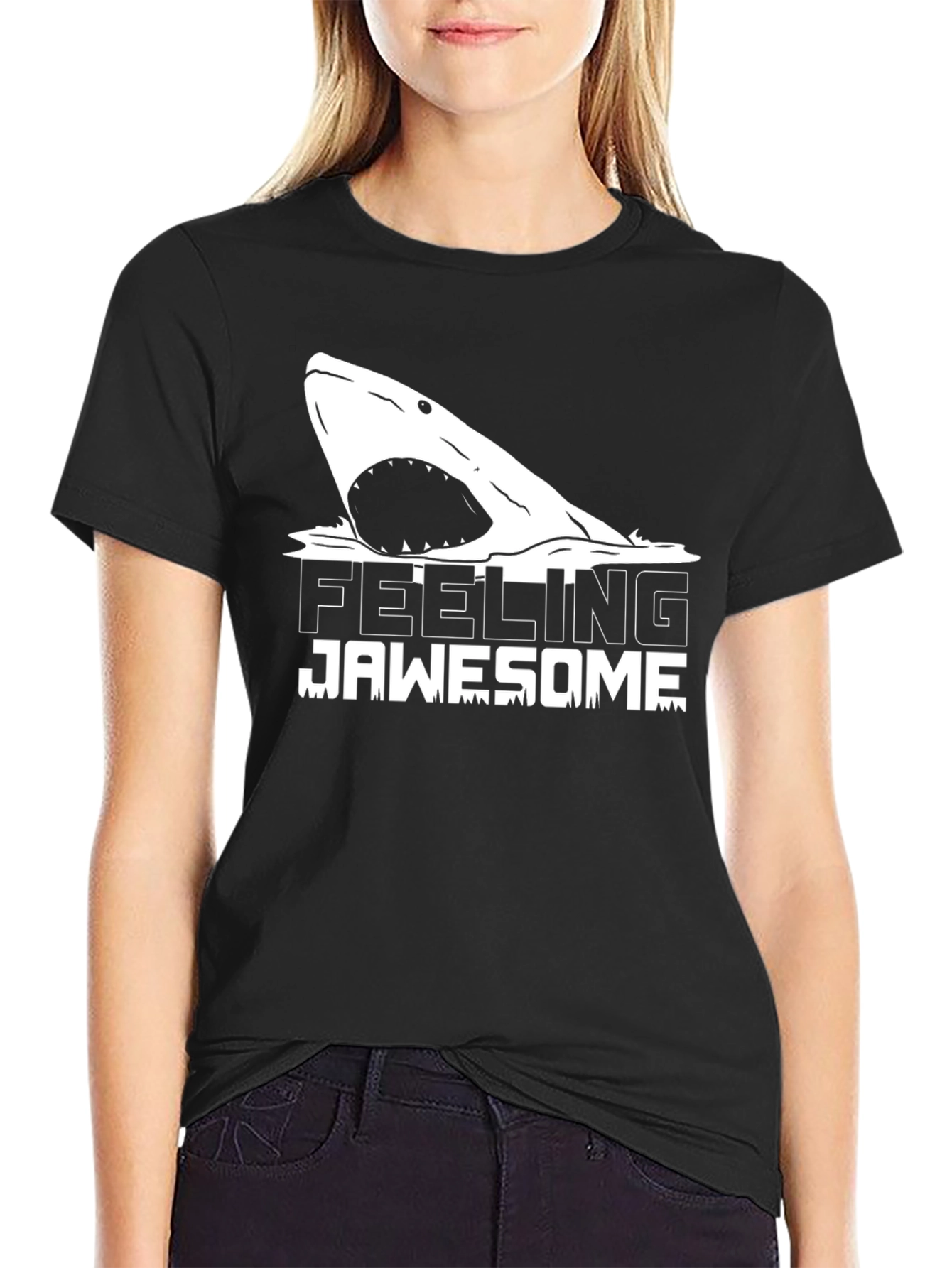 Black Feeling Jawsome Graphic Tee - Black T-Shirt view 2