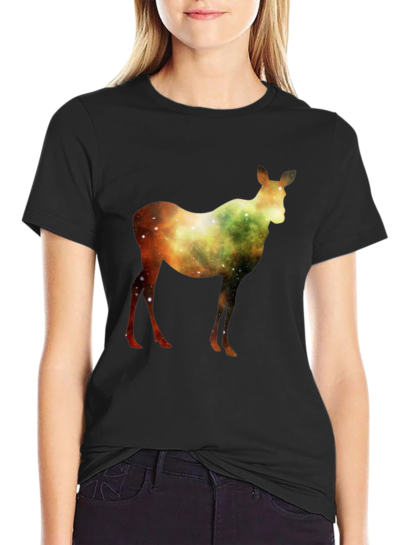 Black Galaxy Deer Graphic T-Shirt - Stylish & Unique view 2