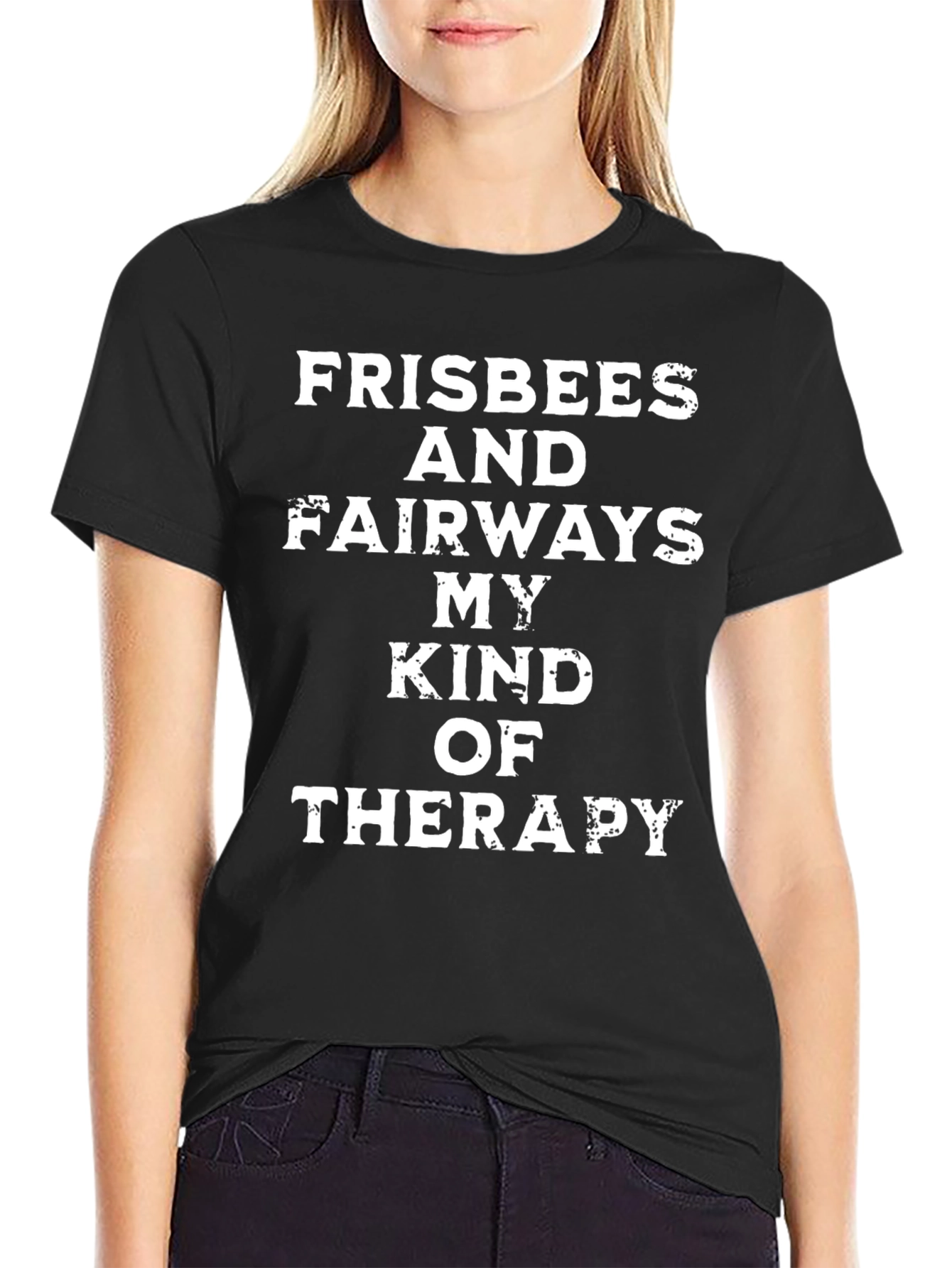 Black Frisbees & Fairways Therapy T-Shirt view 2