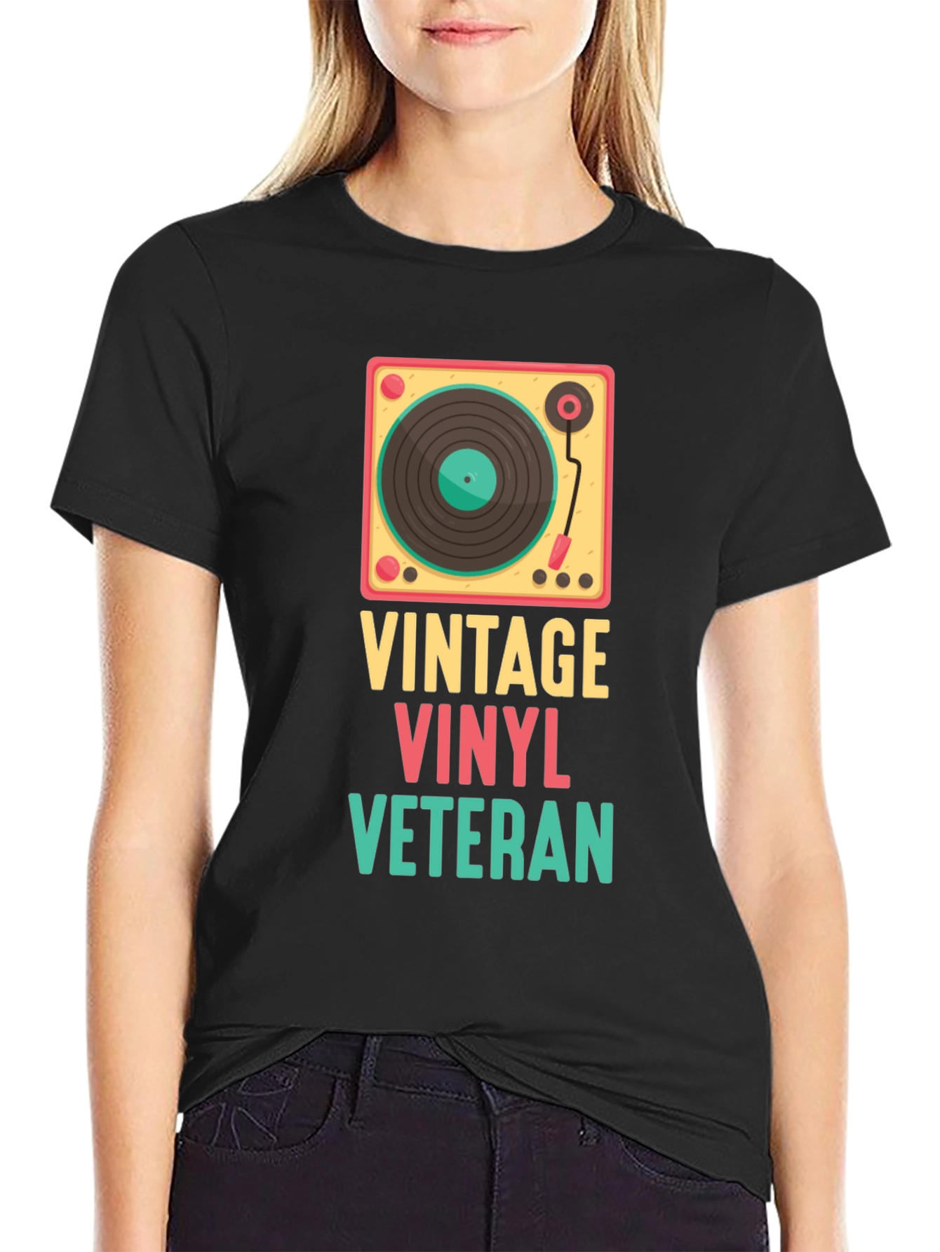 Black Vintage Vinyl Veteran Graphic Tee view 2