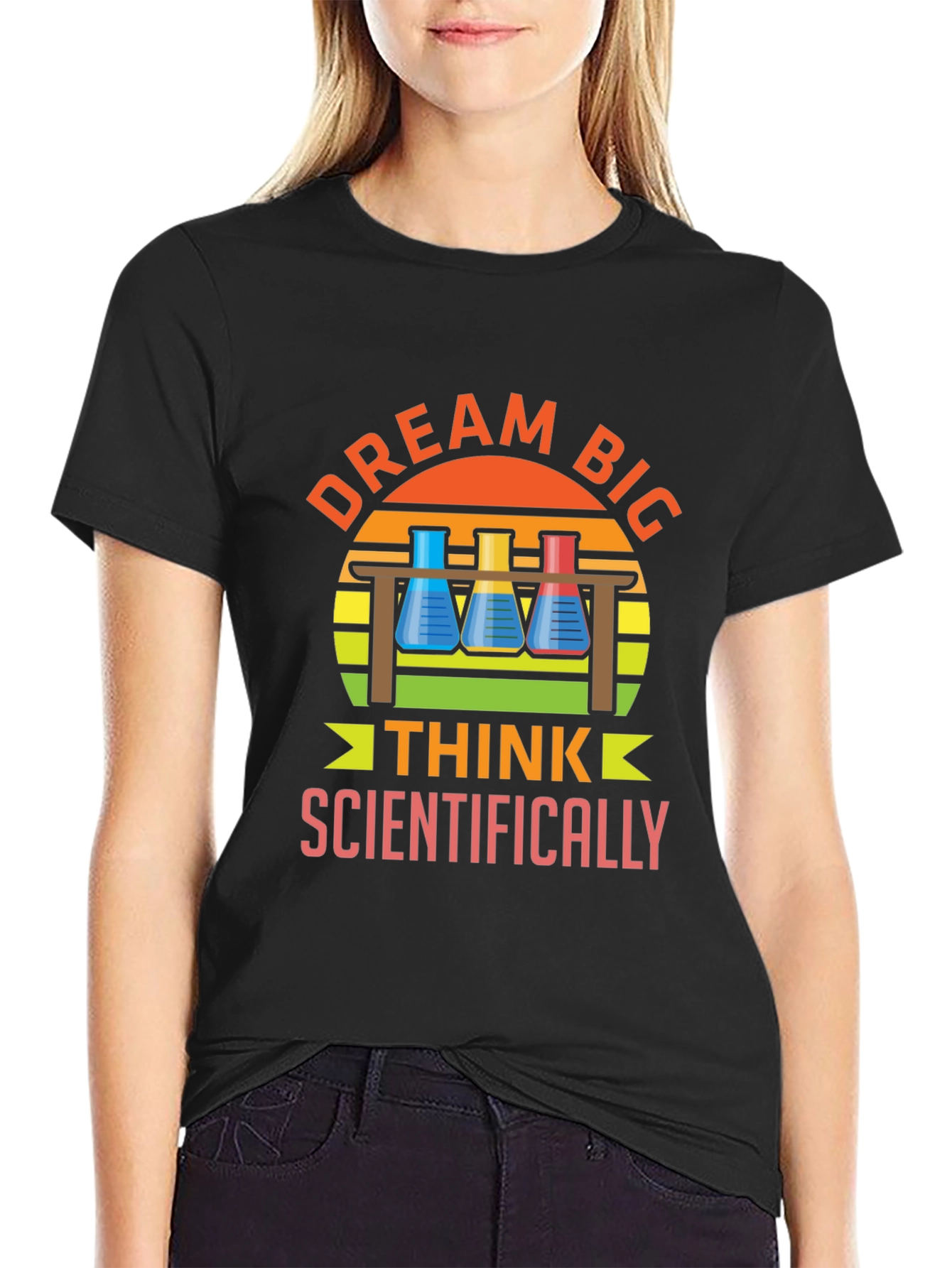 Black Dream Big Think Scientifically T-Shirt view 2