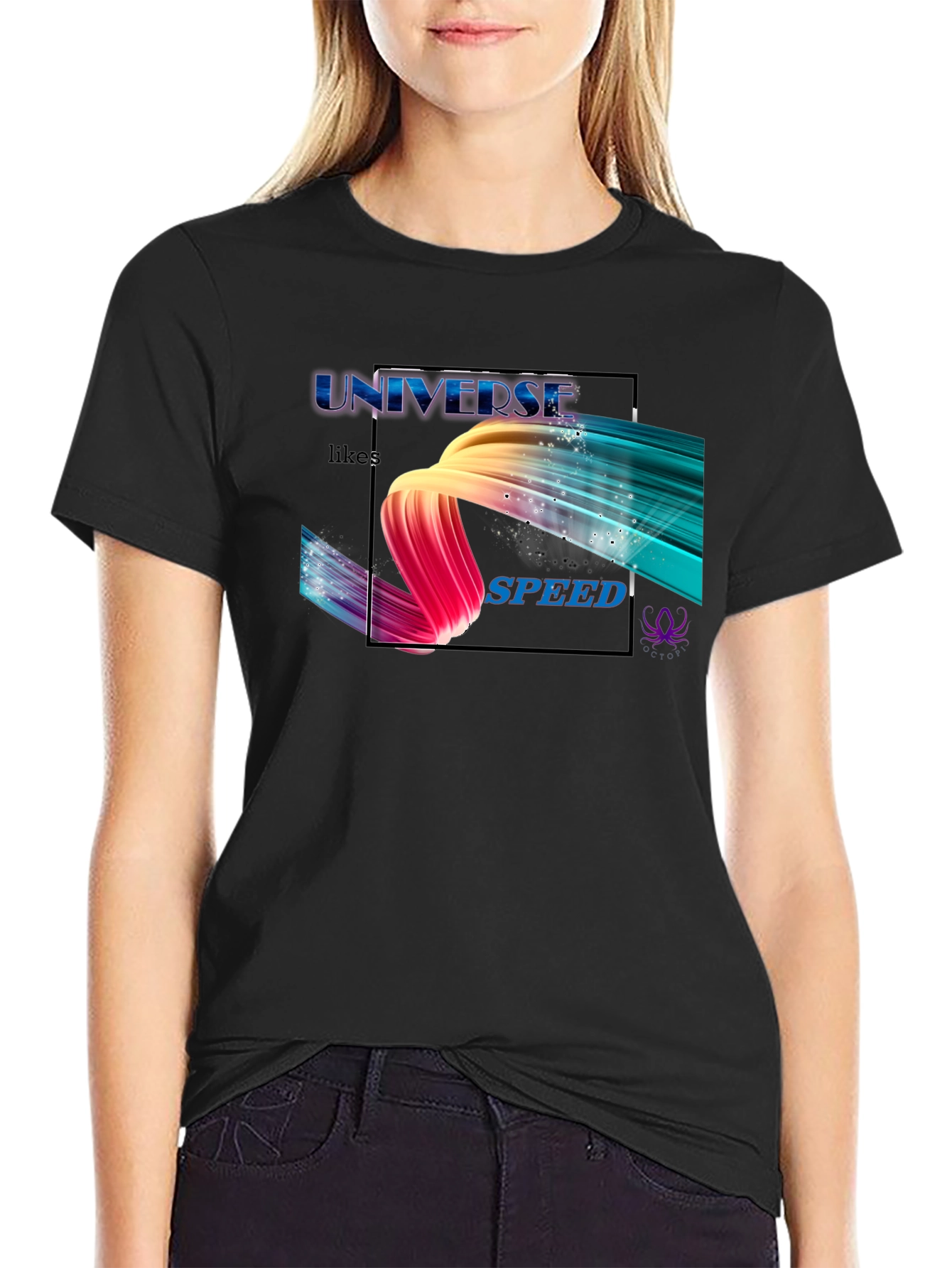 Universe Likes Speed Black T-Shirt - 2