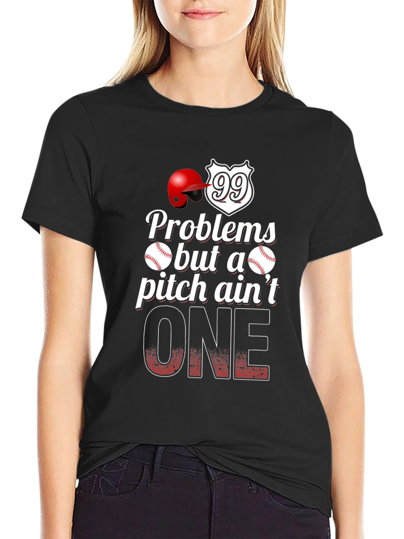 Black Baseball Problems Pitch Ain't One T-Shirt view 2