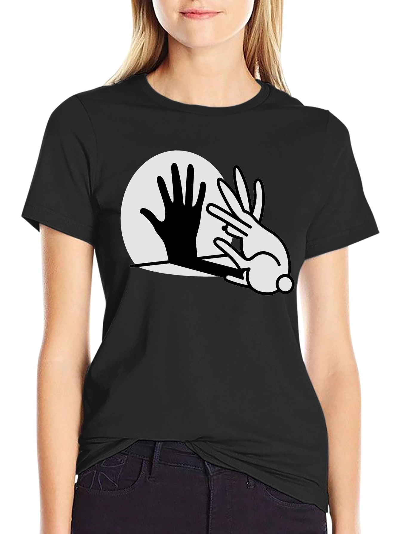 Black Rabbit Shadow Play Graphic T-Shirt - Black view 2