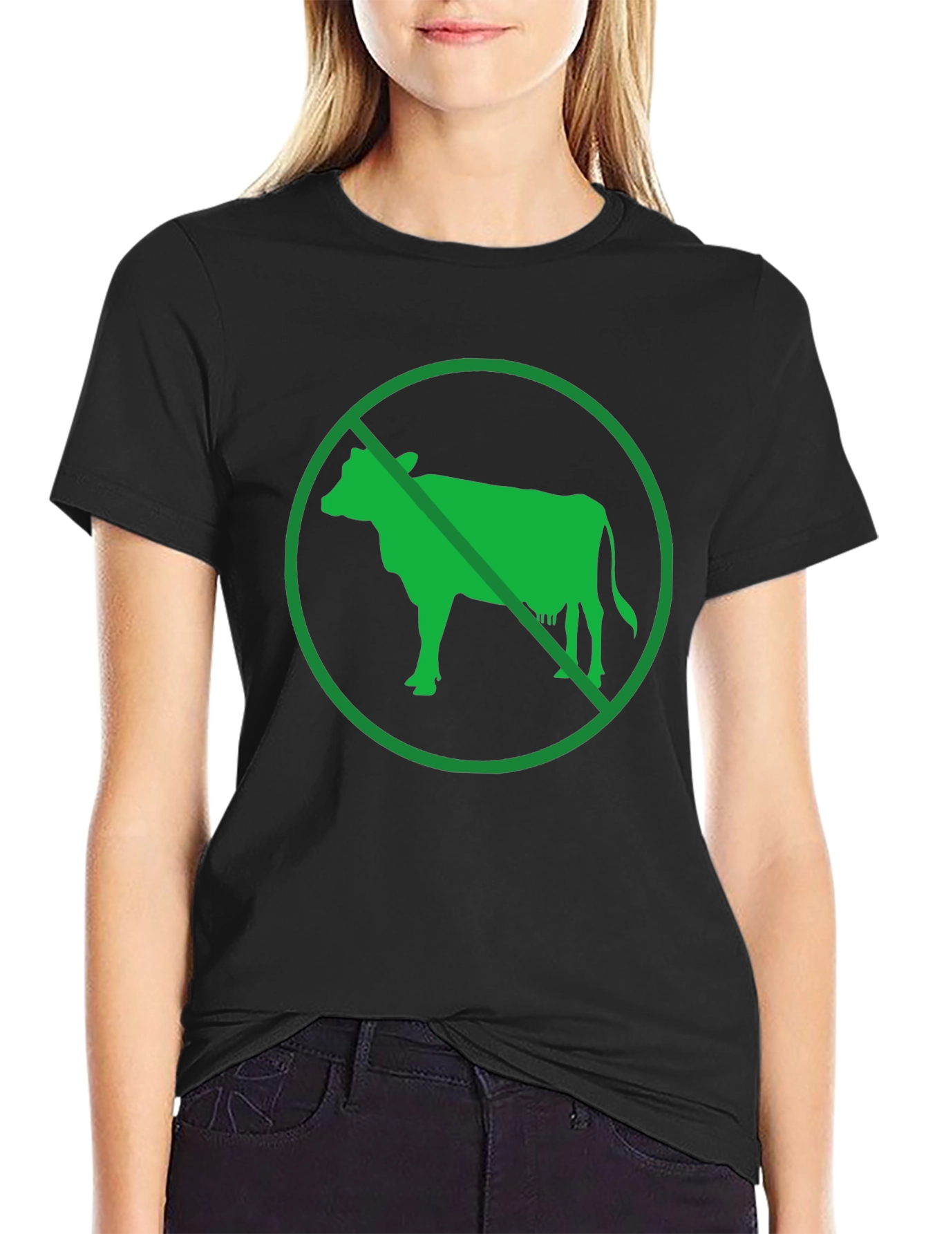 Vegan T-Shirt - No Cow Symbol Graphic Tee - 2