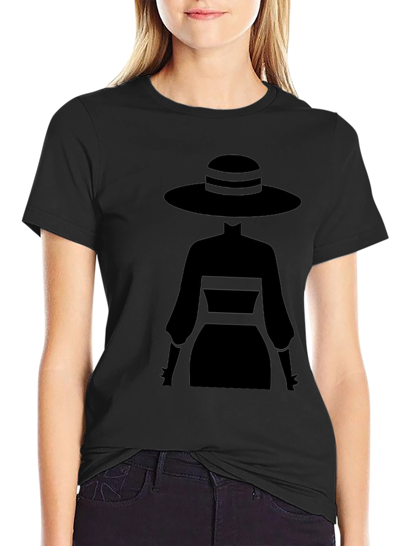 Black Elegant Silhouette Tee - Mystery Woman Style view 2