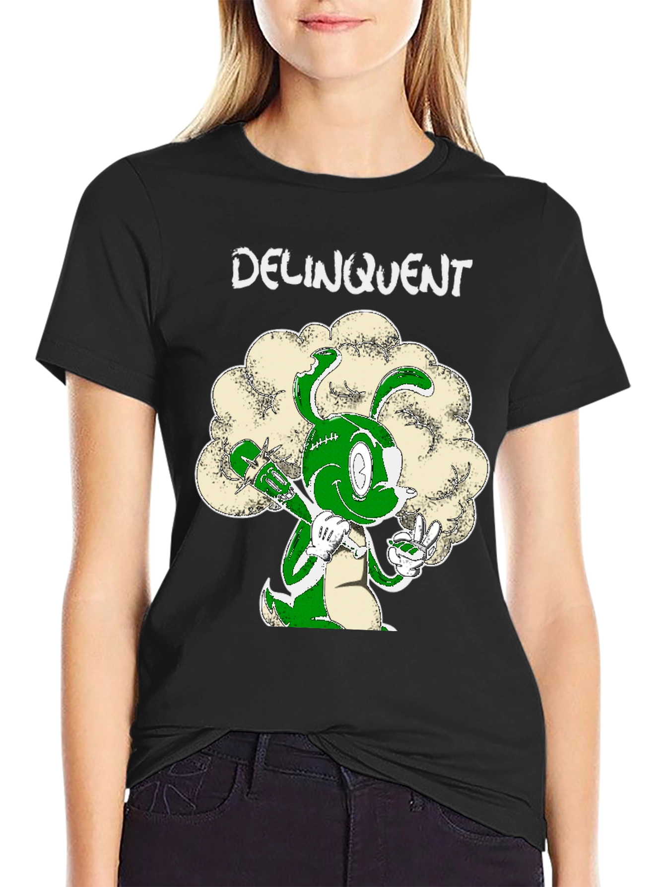 Black Delinquent Bunny T-Shirt - Graphic Tee view 2