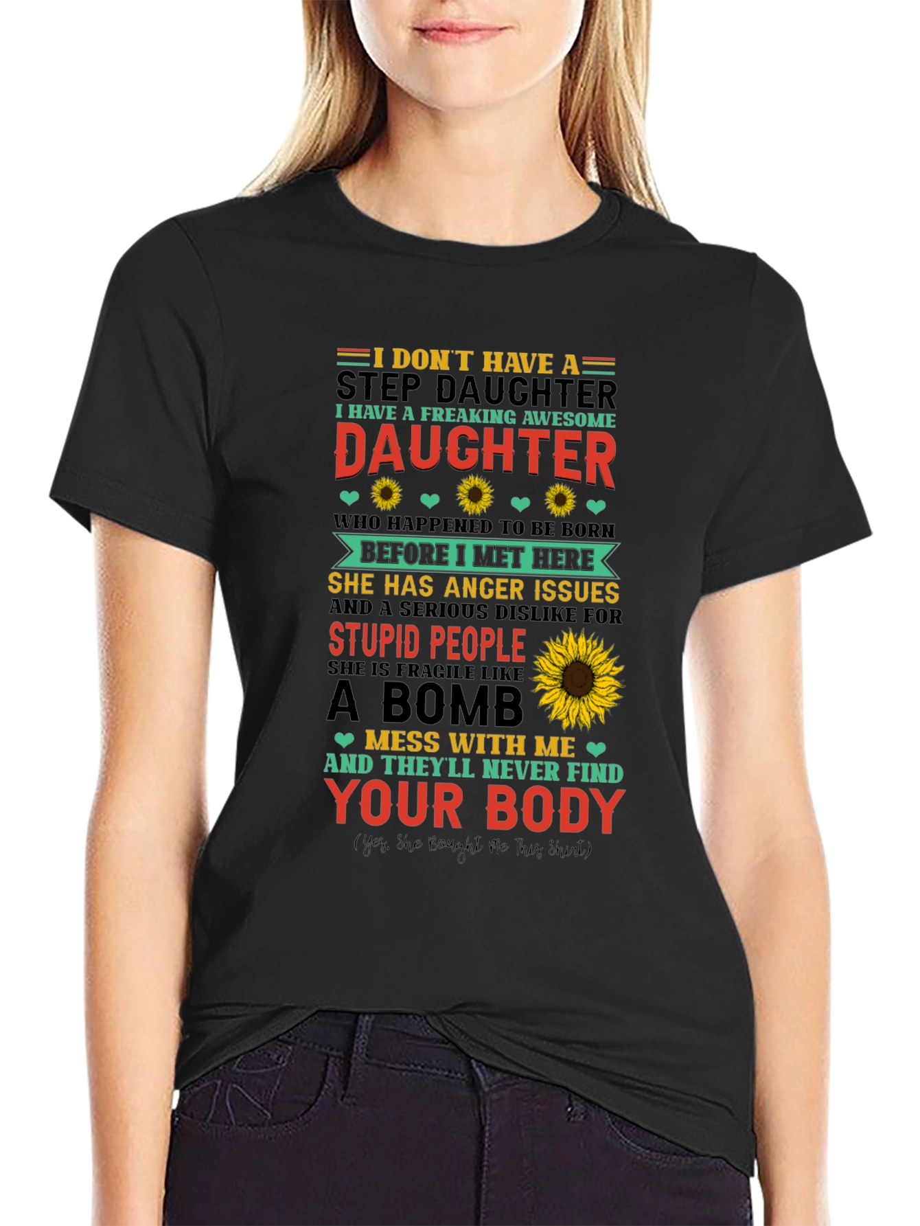 Black Awesome Stepdaughter Novelty T-Shirt view 2