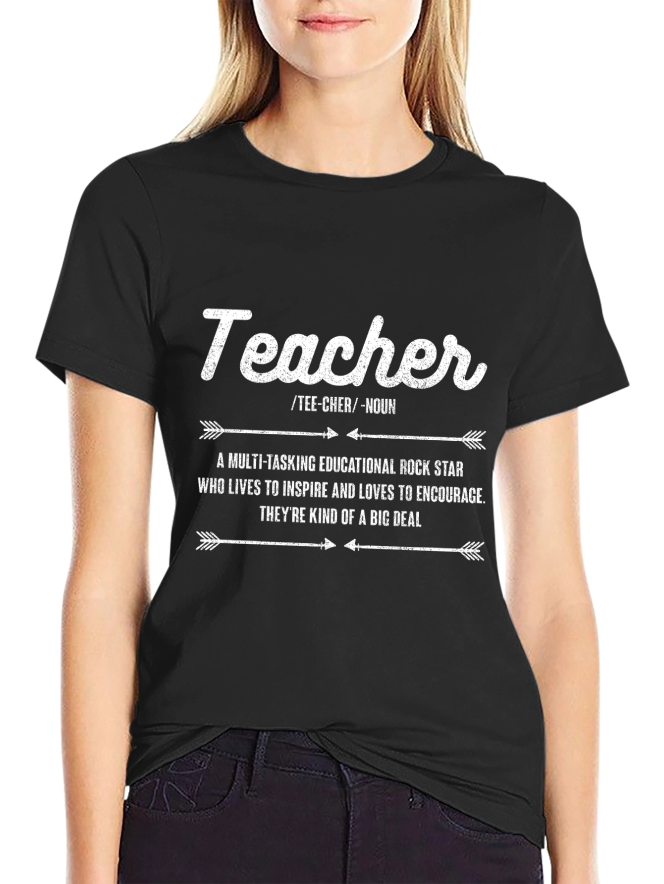 Black Teacher Definition Graphic Tee - Black Cotton T-Shirt view 2
