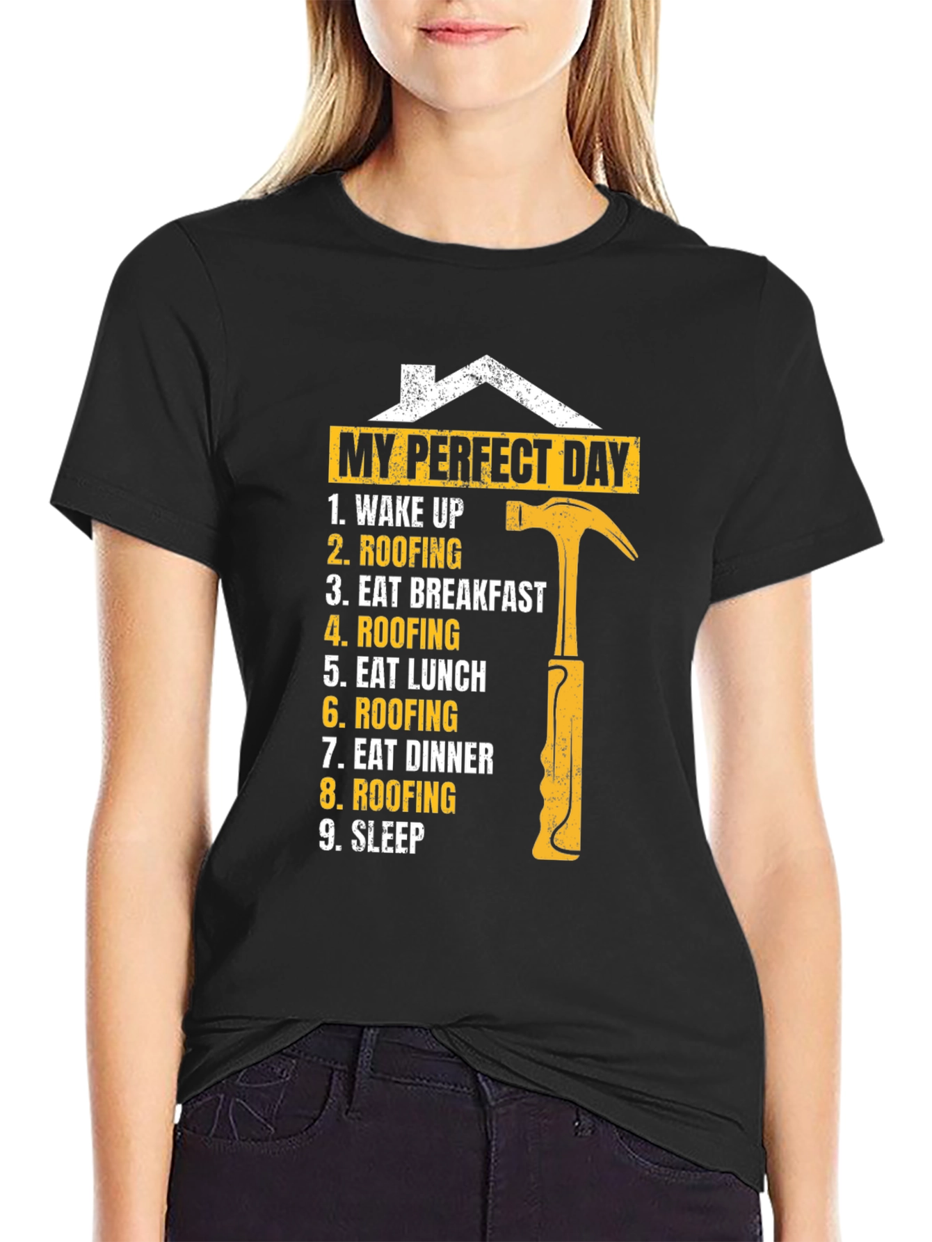Black Roofer's Perfect Day T-Shirt - Construction Worker Gift view 2