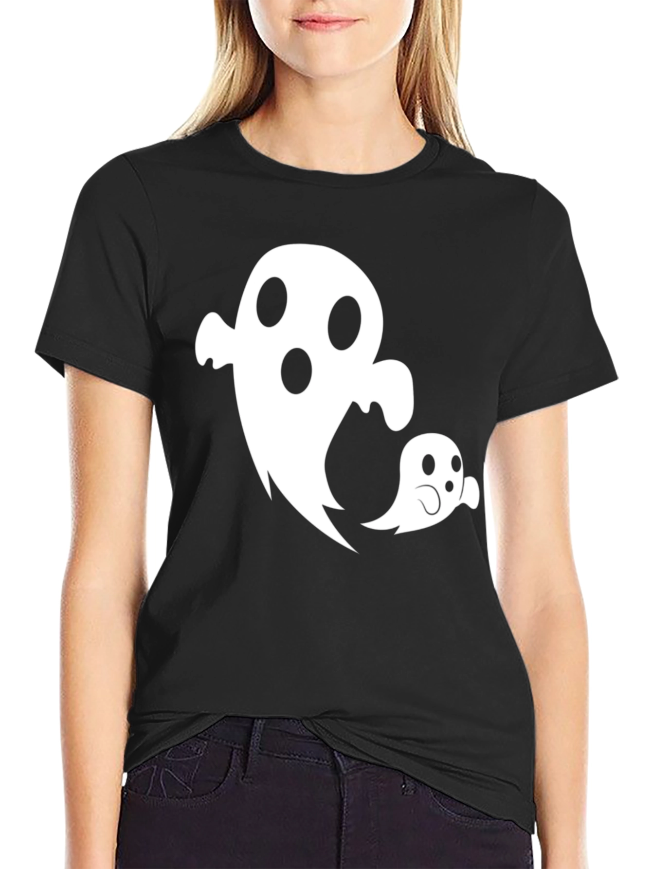 Black Ghost Family T-Shirt - Halloween Spooky Cute Tee view 2