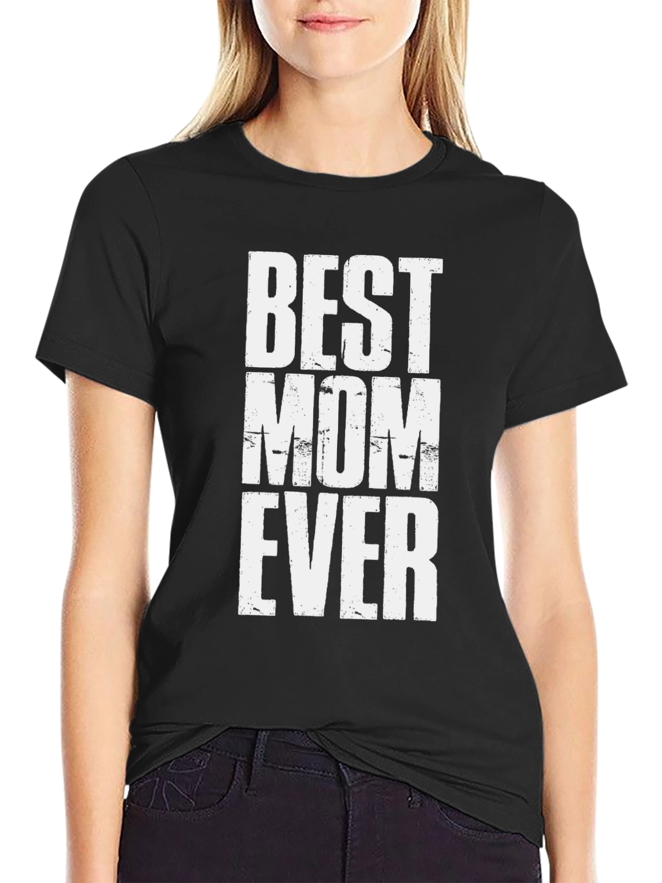 Black Best Mom Ever Graphic T-Shirt - Classic Black Tee view 2