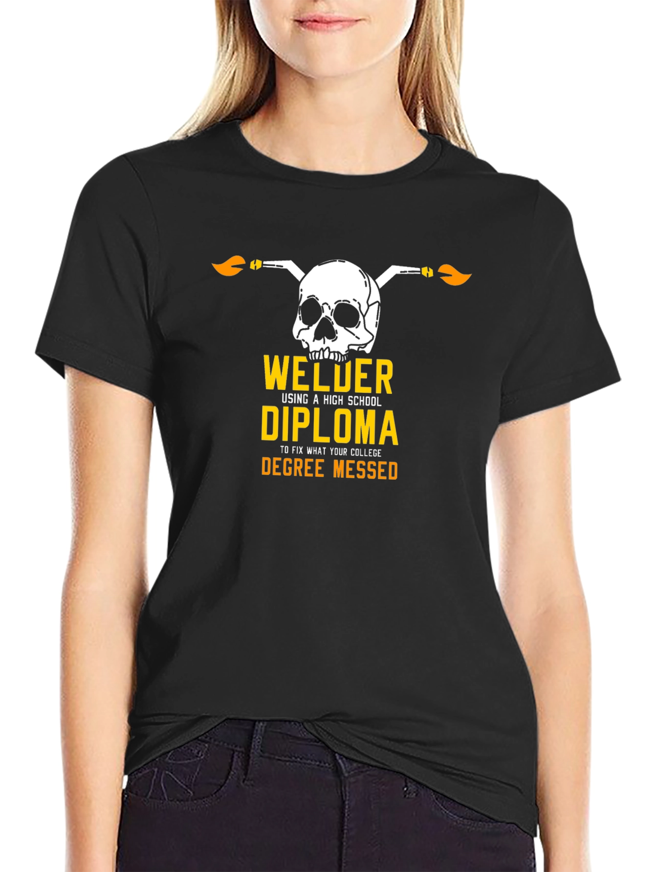 Black Welder High School Diploma T-Shirt view 2
