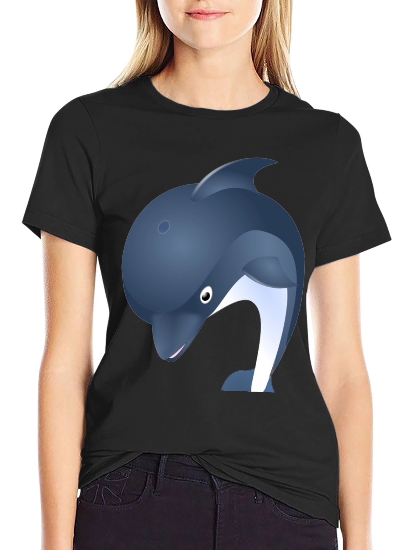 Black Dolphin Graphic Print Black Tee view 2