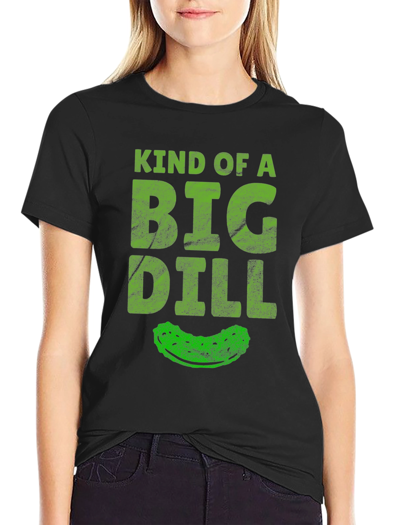 Black Kind of a Big Dill T-Shirt - Funny Pickle Tee view 2
