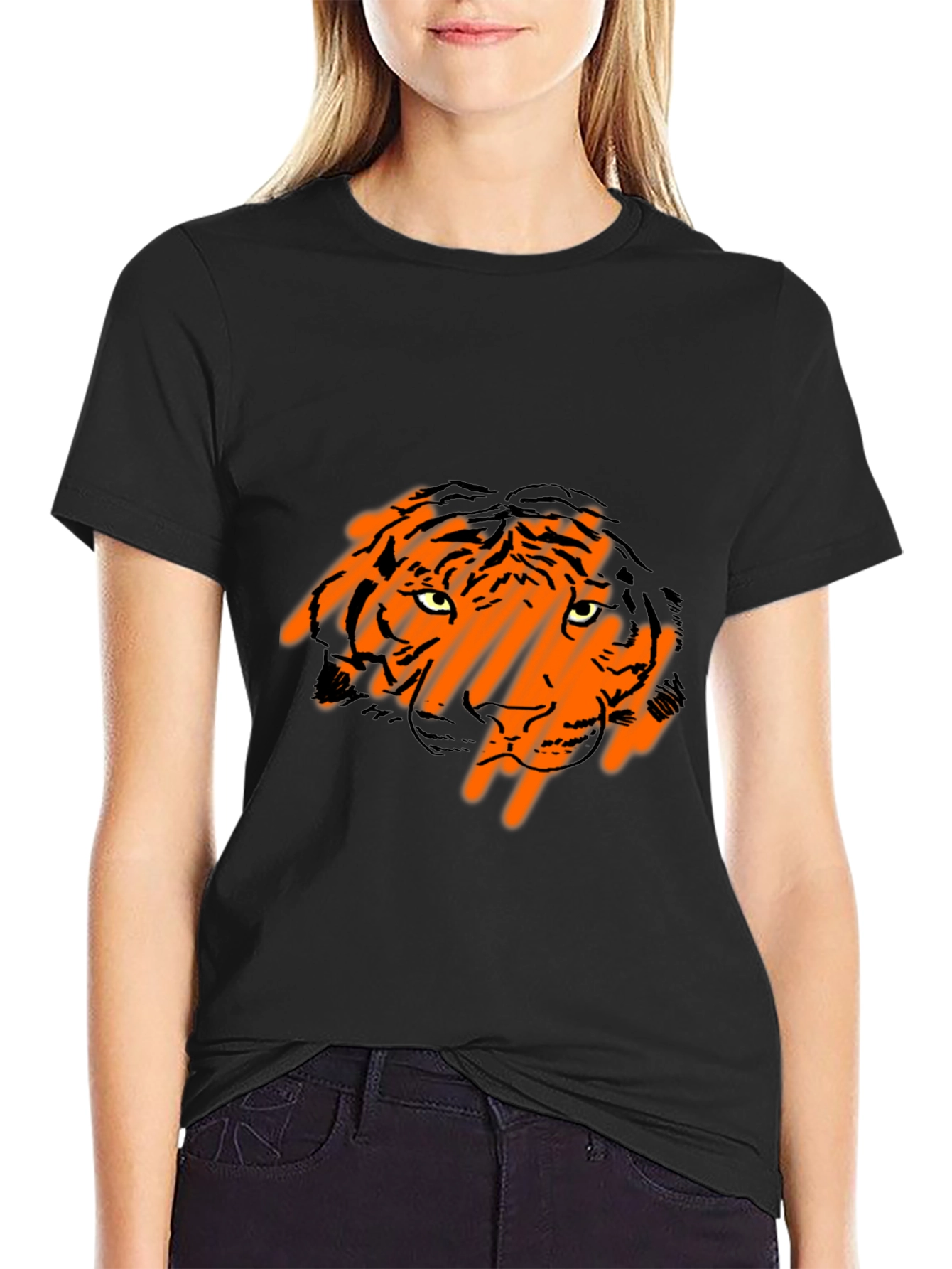 Black Tiger Graphic Black T-Shirt view 2