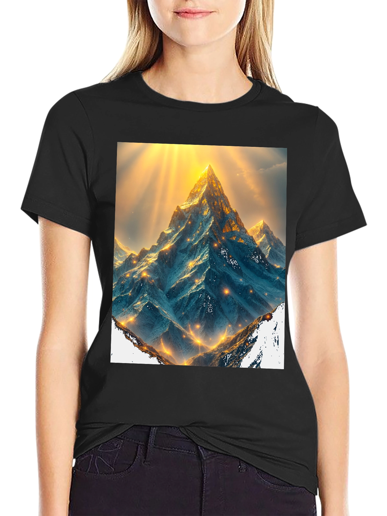 Black Mountain Peak Graphic Tee - Black Cotton Blend view 2