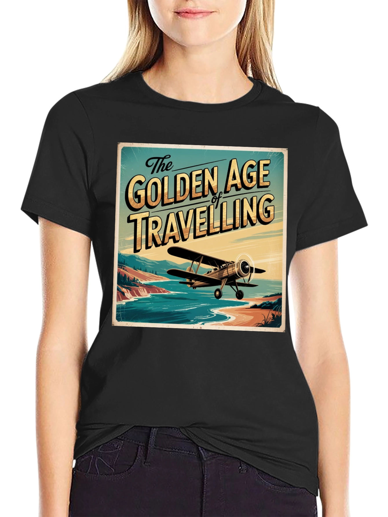 Black Golden Age of Travelling Graphic Tee view 2