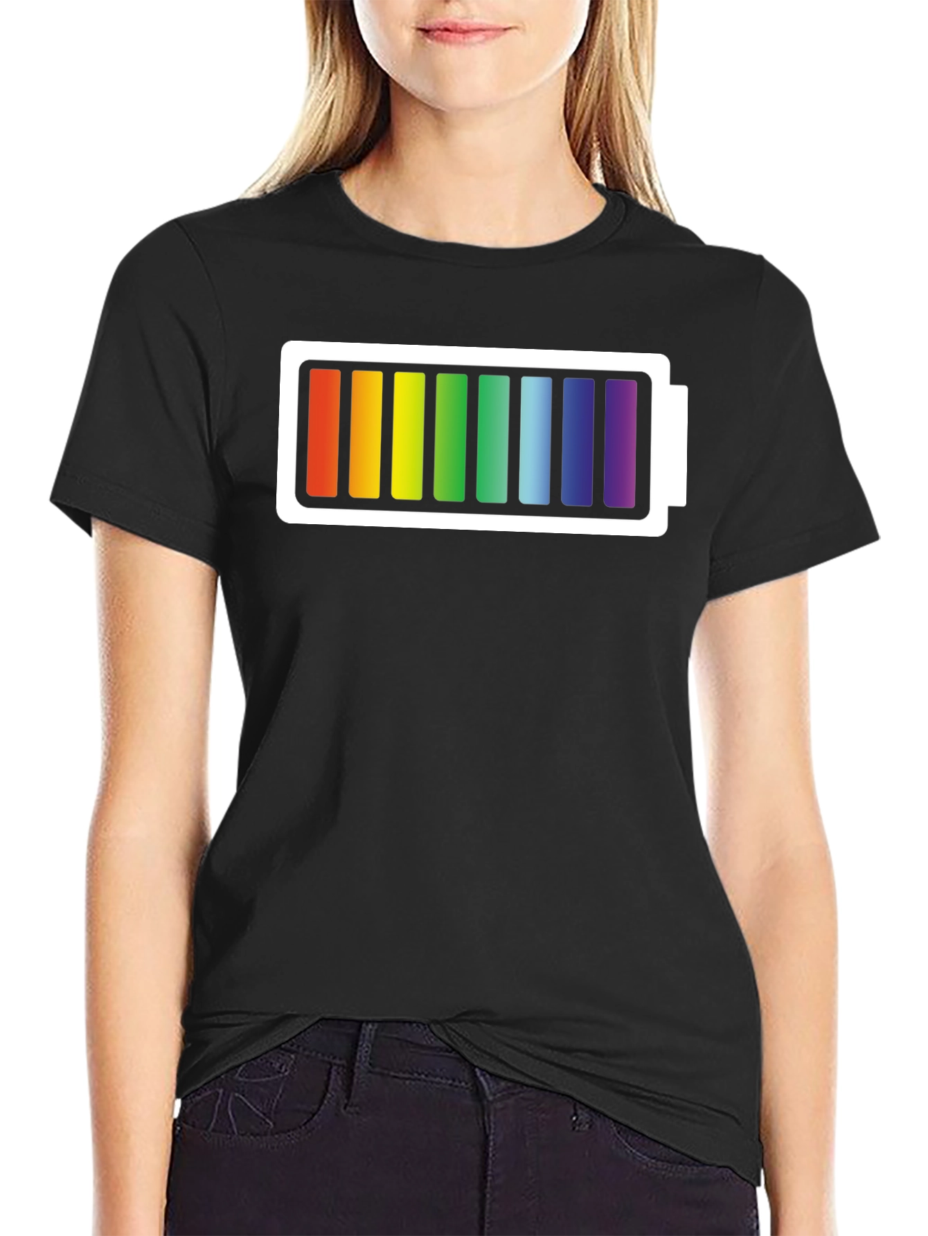 Black Rainbow Battery T-Shirt - Prideful Charge view 2