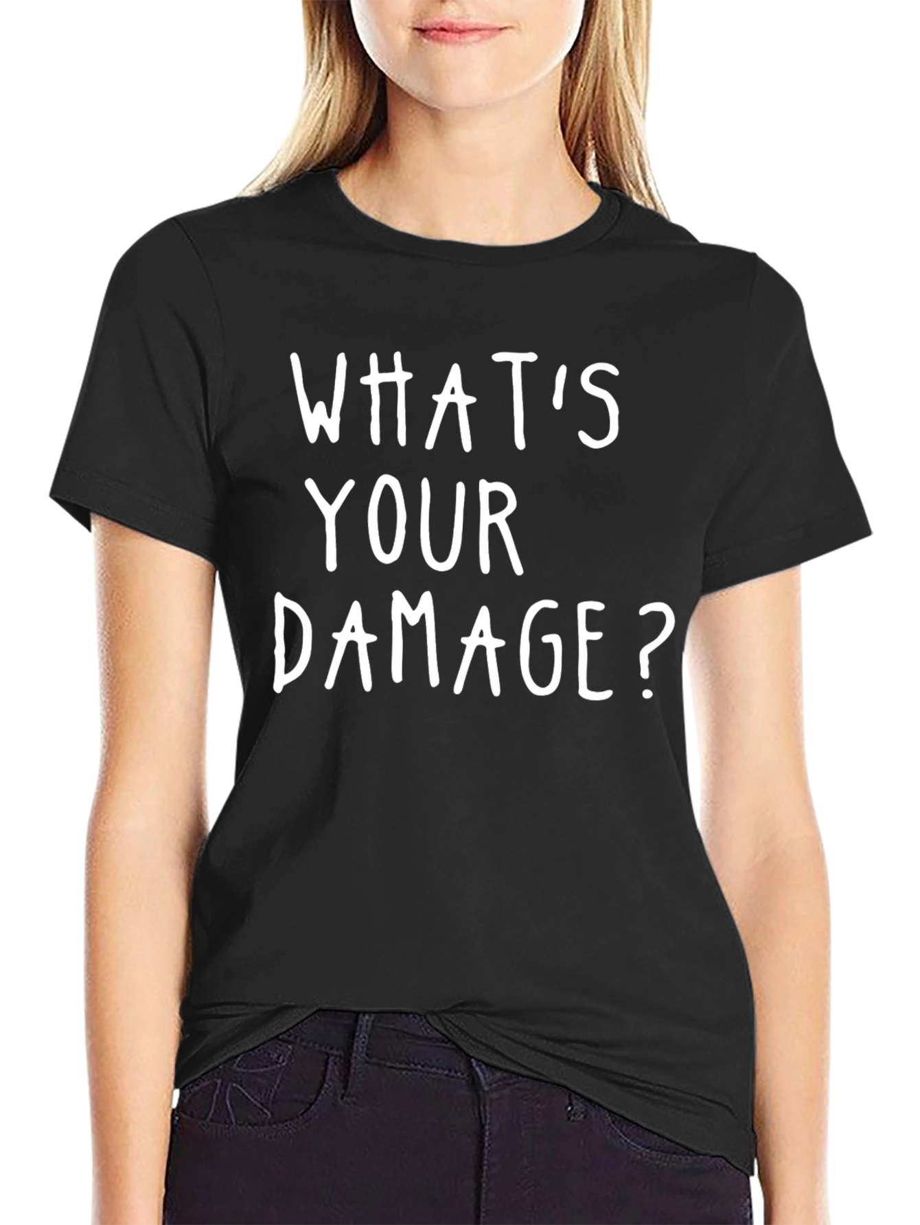 Black What's Your Damage? Graphic Tee view 2