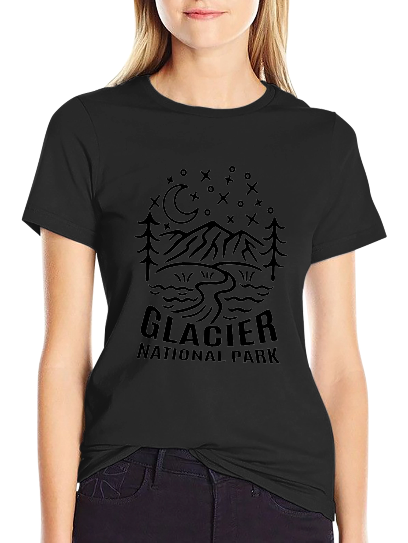 Black Glacier National Park Black T-Shirt view 2