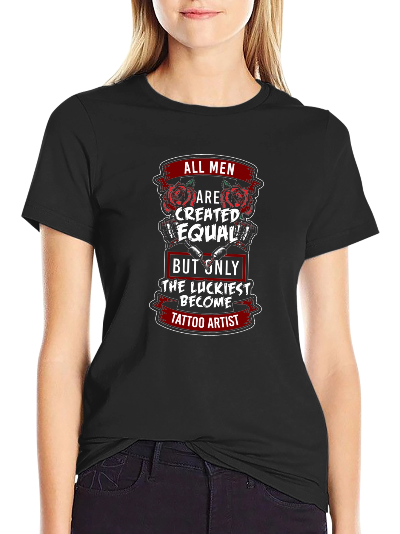 Black Tattoo Artist T-Shirt - All Men Are Created Equal view 2