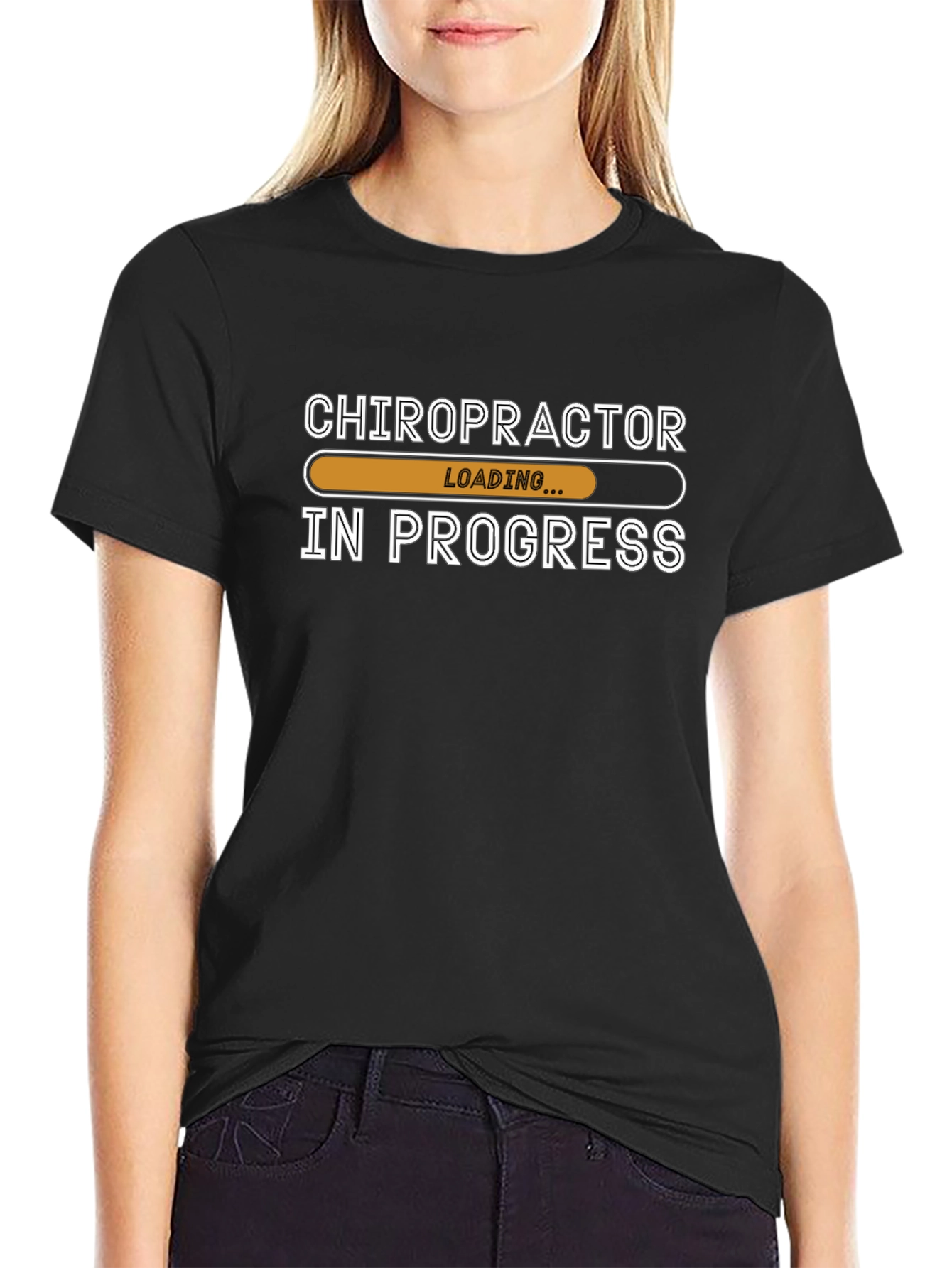 Black Chiropractor In Progress Funny T-Shirt view 2