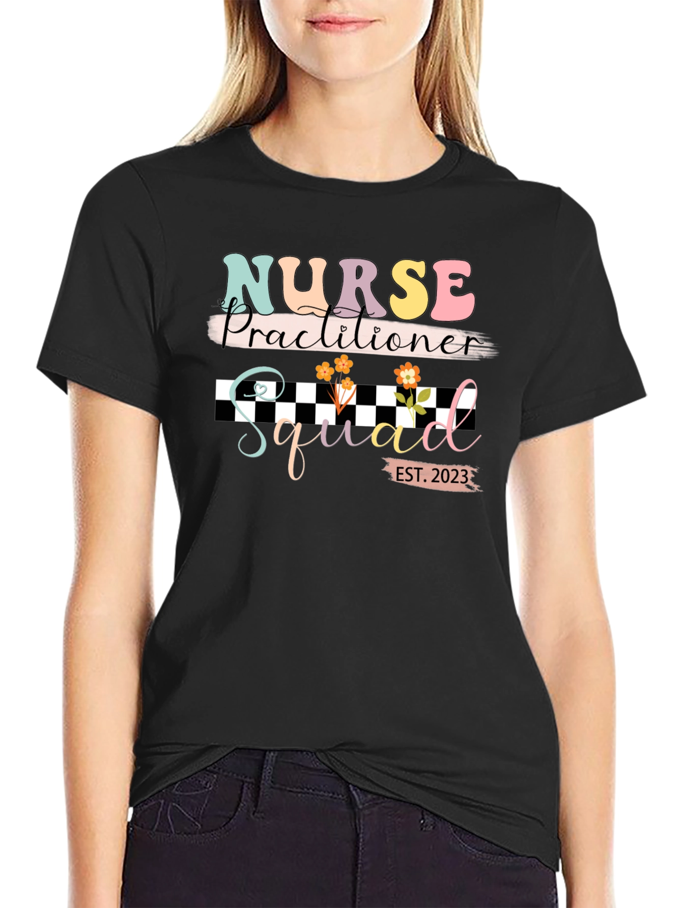 Black Nurse Practitioner Squad 2023 T-Shirt view 2