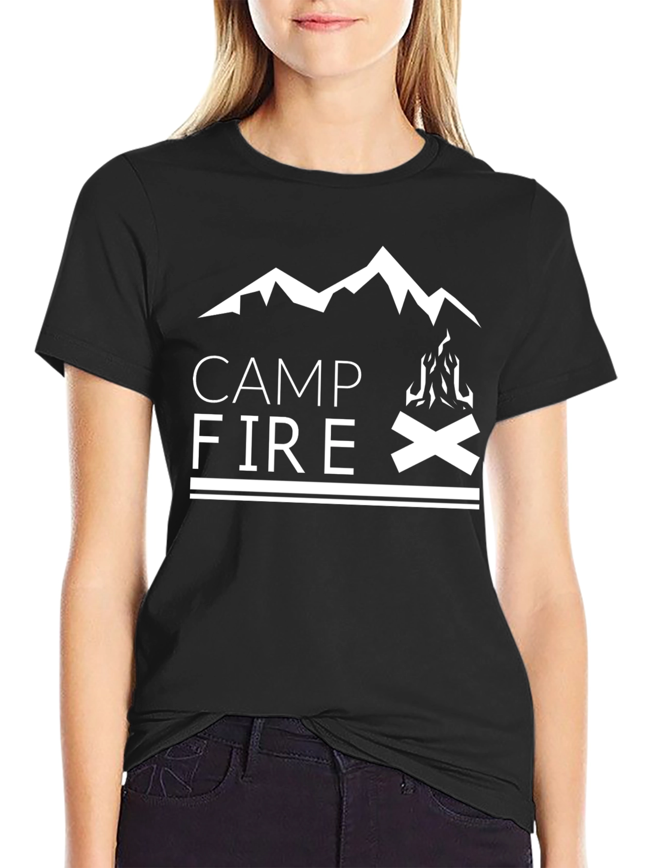 Black Campfire Graphic Tee - Black Cotton Comfort view 2