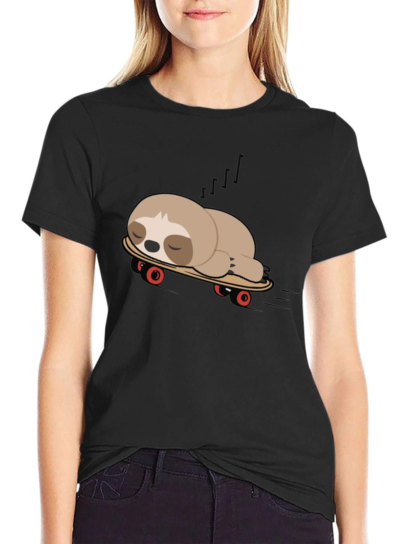 Black Sloth on Skateboard Graphic Tee - Unisex view 2